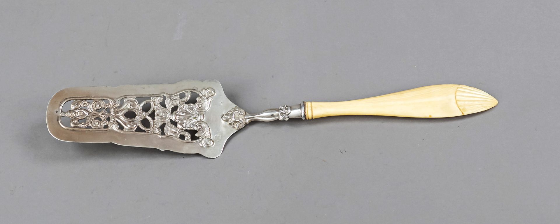 Cake server, Austria, 1849, silver 13 soldered (812,5/000), curved lifter, openwork with floral