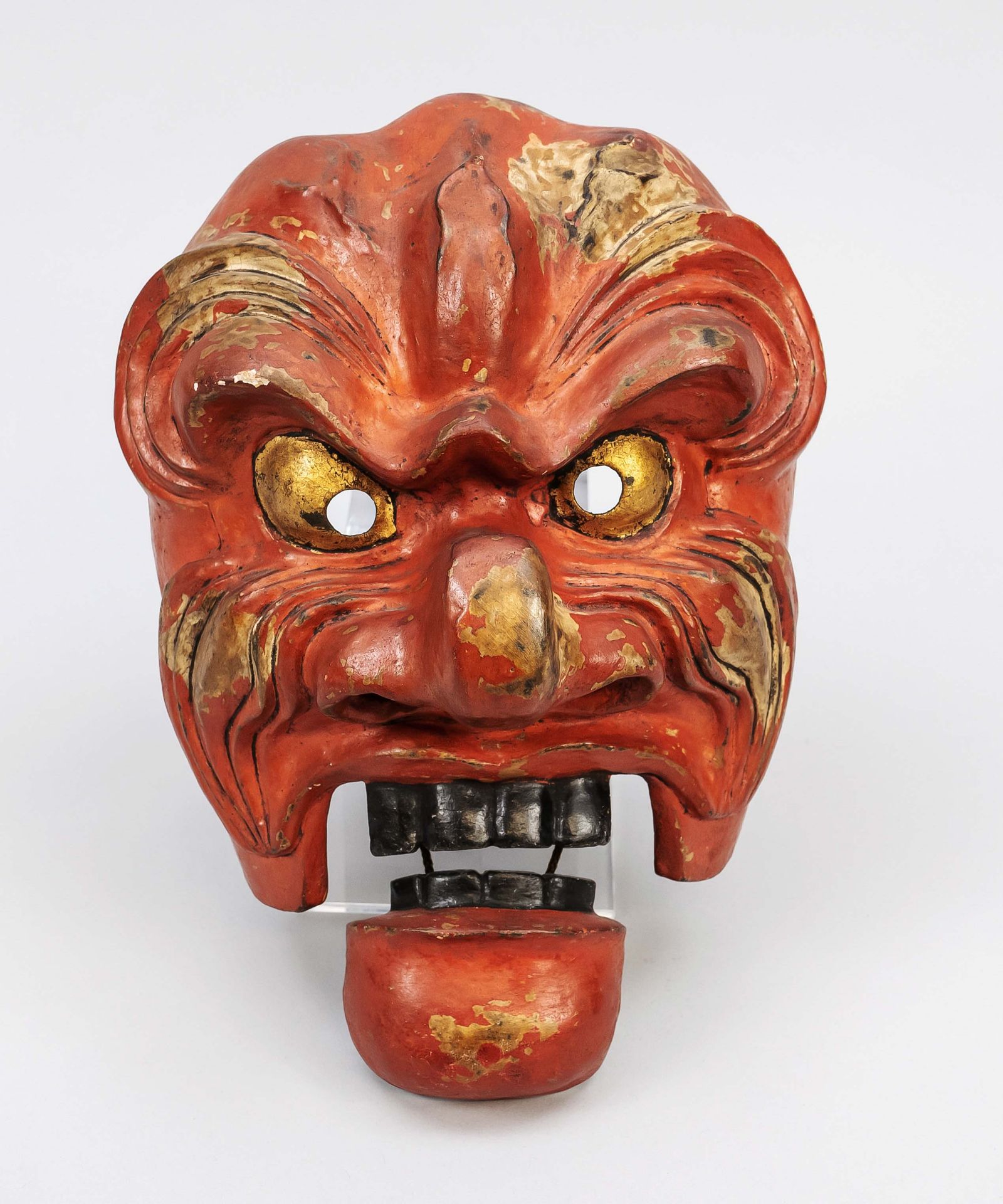 Bugaku mask Kanseiraku, Japan, Edo period(1603-1868), 18th century, carved mask painted black-red-