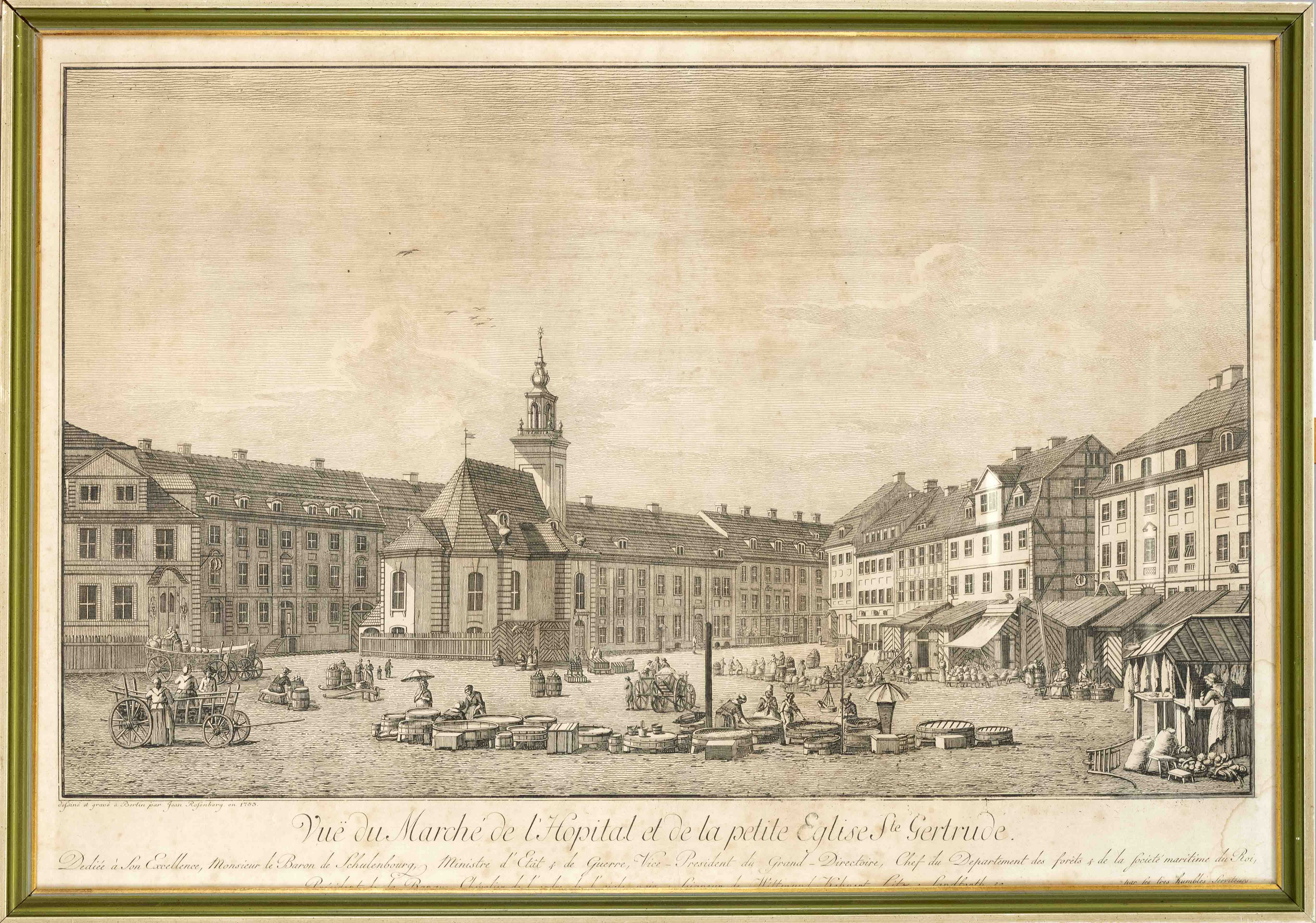 Johann Georg Rosenberg (1739-1808), view of the Spittelmarkt in Berlin, dated 1783, ''Vue du