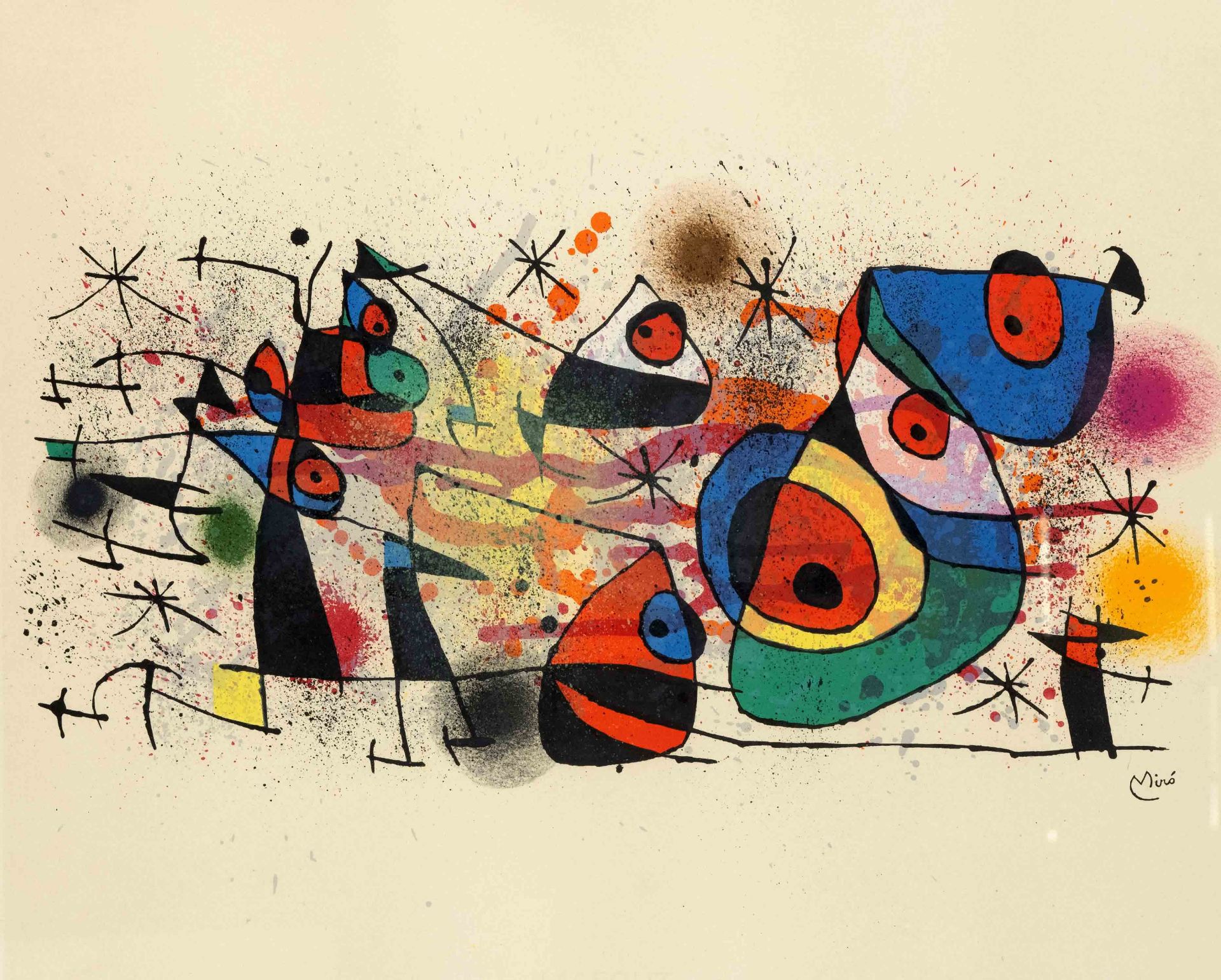 Joan Miro (1893-1983), two color lithographs, each signed lower right in stone, paper browned, 55 - Image 2 of 2