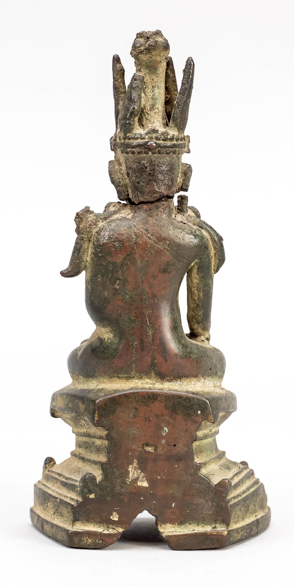 Bronze sculpture Buddha Shakyamuni in Shan style, probably northern Thailand 6th century, - Image 2 of 2