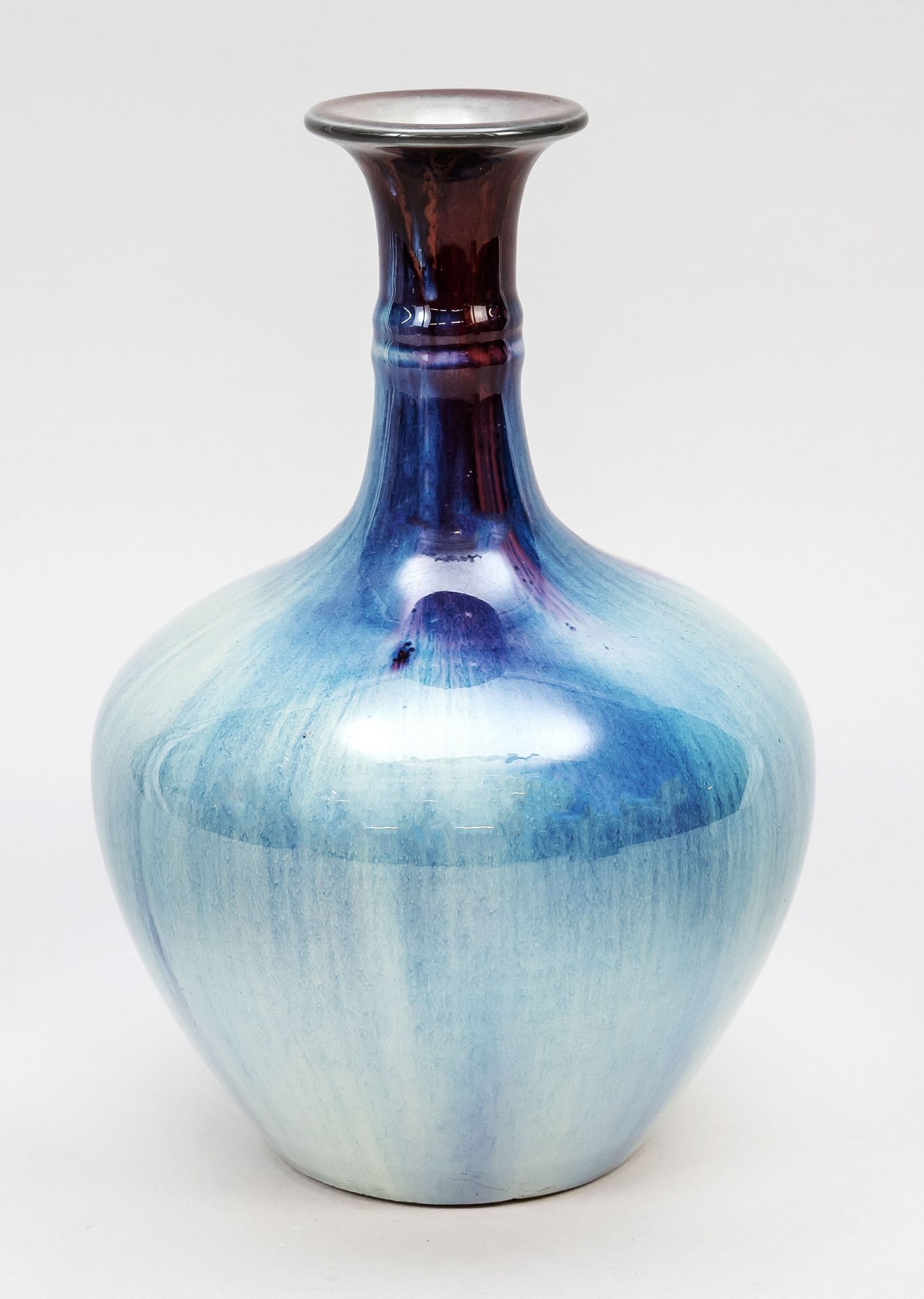 Junyao vase, China, probably republic period(1912-1949), porcelain bottle with high shoulder,