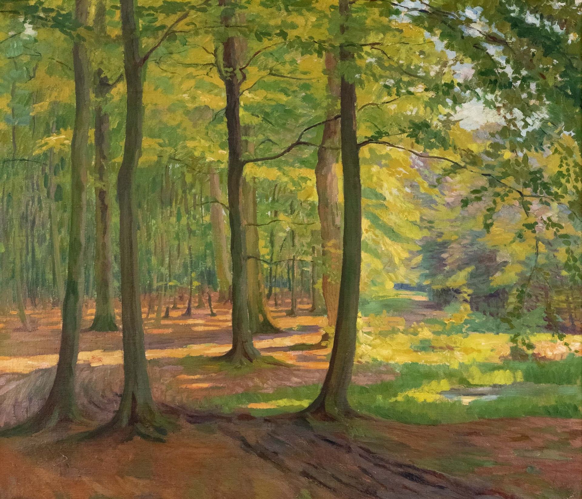 Egg, Ewald. 1884 Berlin - 1955 Hamburg. Forest interior. Oil/canvas, unsigned, 70 x 80 cm, framed 86