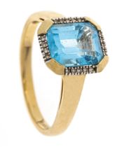 Blautopas-Diamant-Ring GG/WG 5