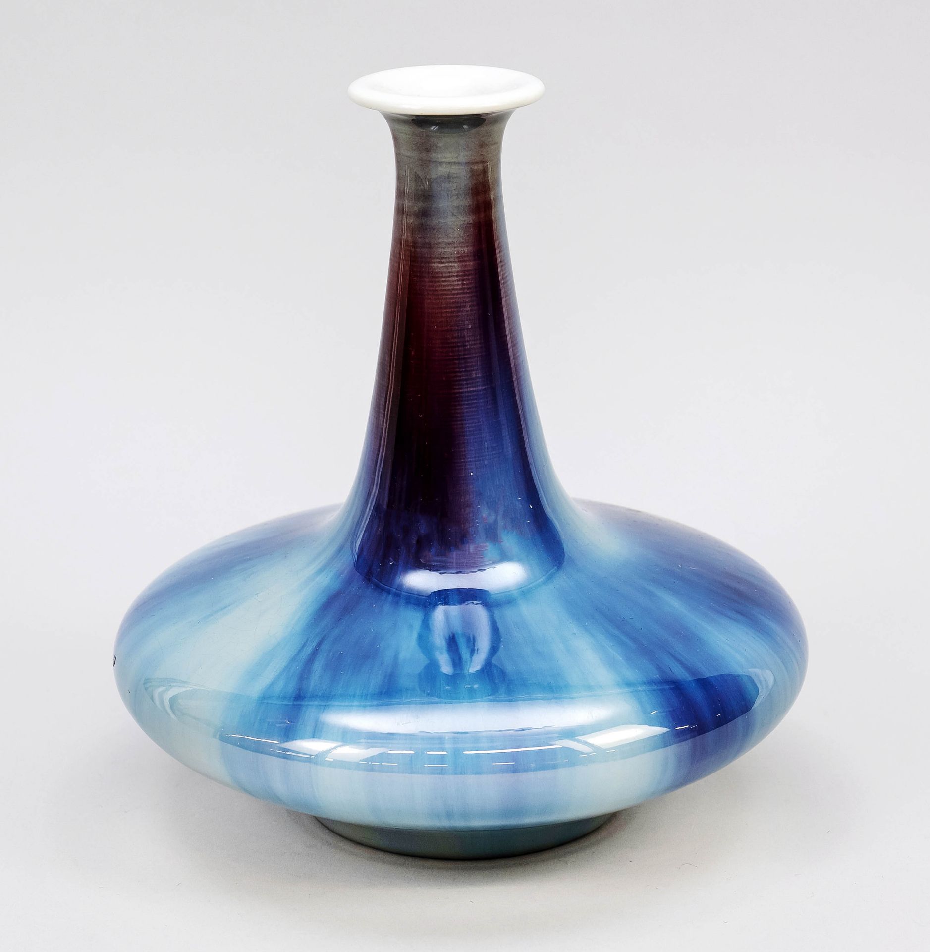 Junyao flat-bellied vase, China, probably Republican period (1912-1949), porcelain bottle with
