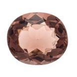 Tourmaline 7.45 ct oval cut, brownish pink, eye clean, 14.09 x 12.19 x 7.86 mm