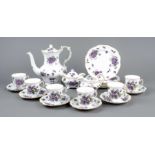 Coffee service for six persons, 21 pieces, England, Hammersley/Spode, 20th c., Victorian Violets