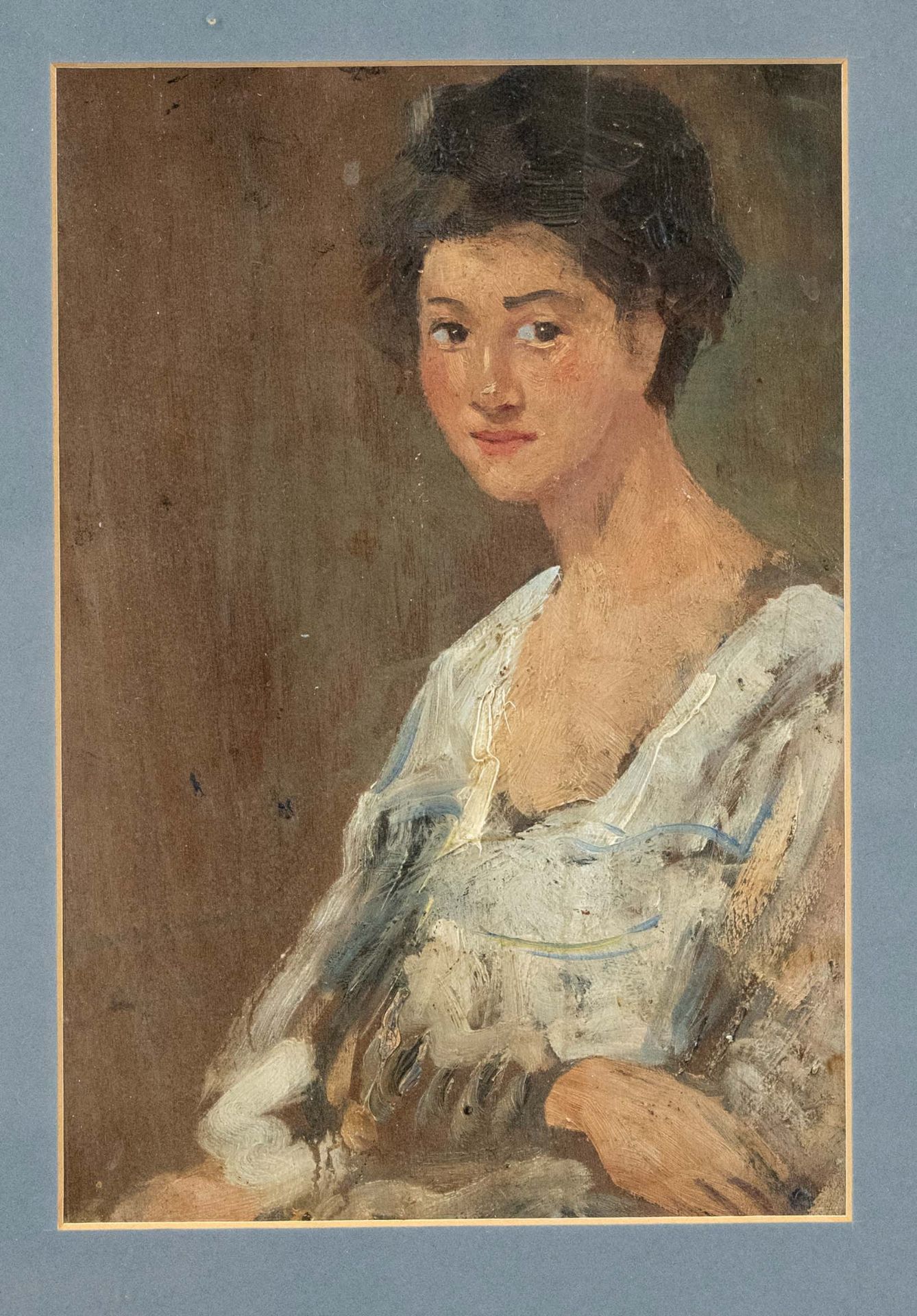 Anonymous artist 1st half 20th century, bust portrait of a young woman, oil on panel, unsigned, on