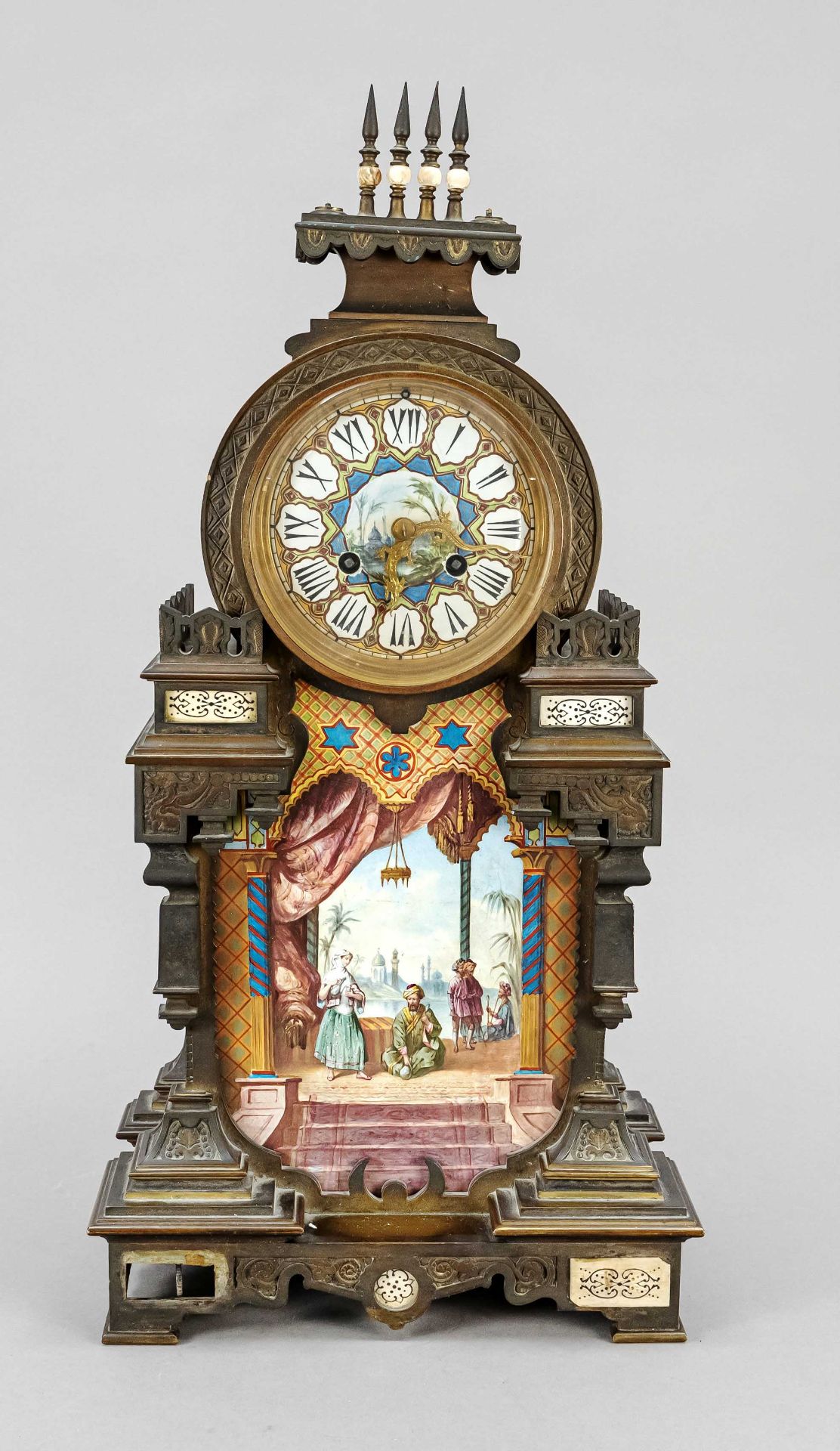 Tiffany & Co. large bronze table clock, movement number 3117, 2nd half of 19th c., between the