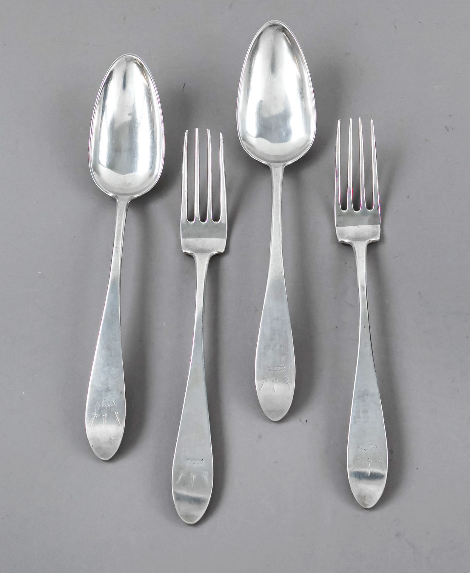 Ten pieces of cutlery, German, early 19th century, hallmark Berlin, mark of the 1st master marker H.