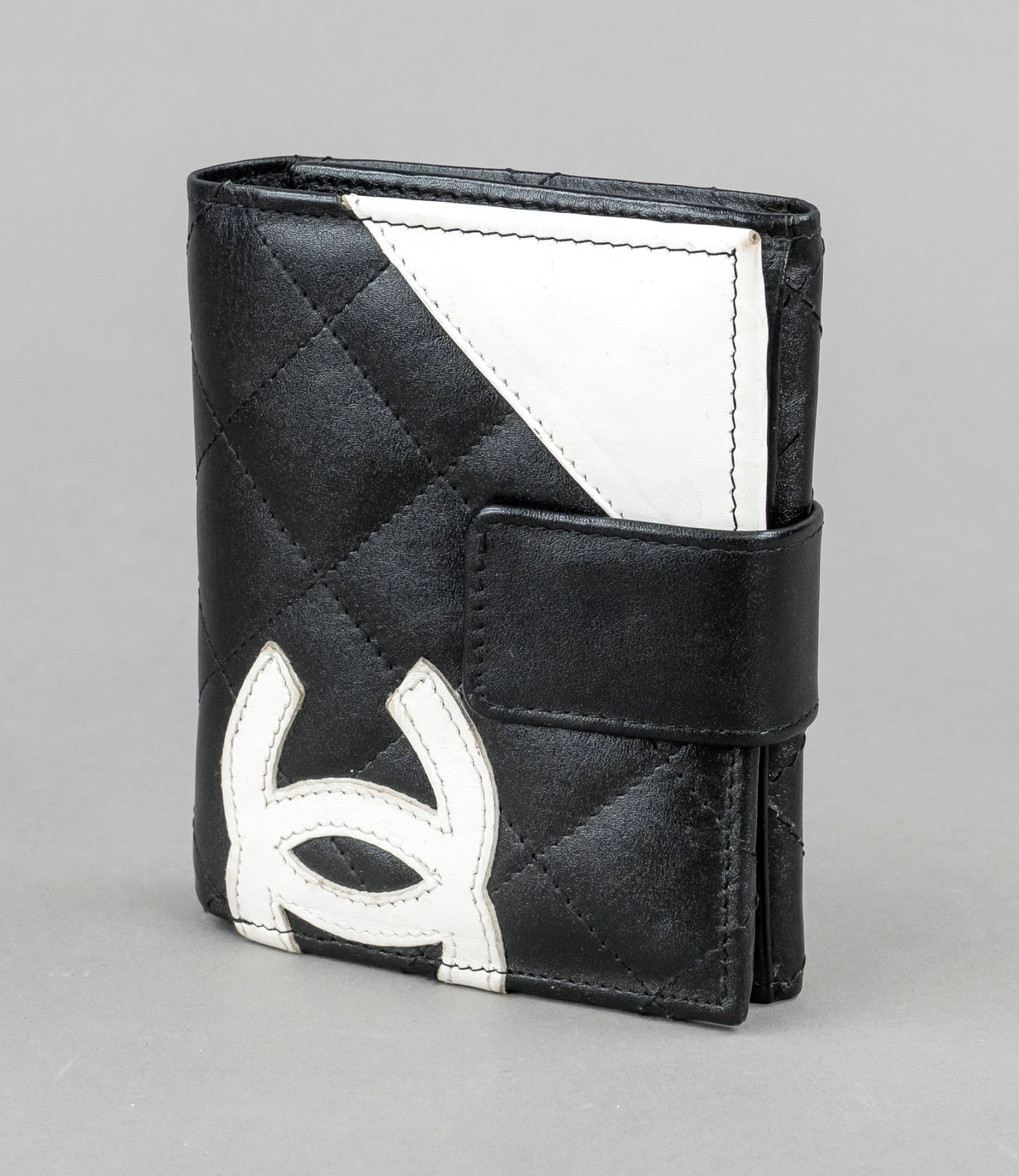 Chanel, vintage wallet, black quilted leather in the brand's signature diamond design with details