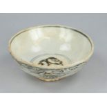 Korean tea bowl, Joseon dynasty(1392-1910), reddish earthenware with typ. fawn blue underglaze