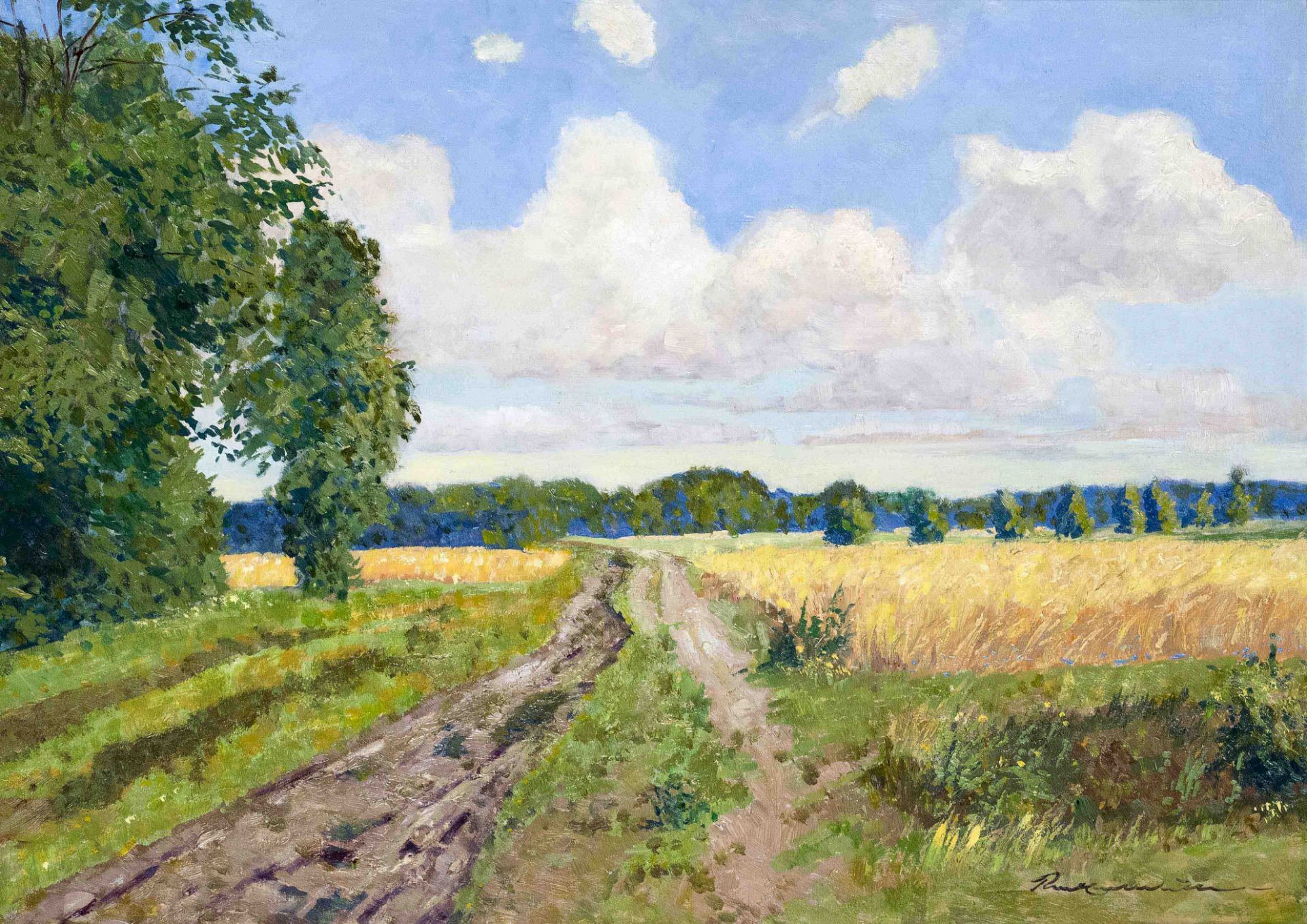 Wilke, Paul Ernst. 1894 Bremerhaven - 1971 Lilienthal. Summer day. 1940. oil/painting cardboard,