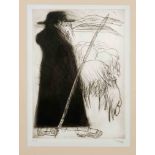Morell, Pit. 1939 Kassel - lives and works in Worpswede. 2 aquatint etchings, 1) Untitled [Man