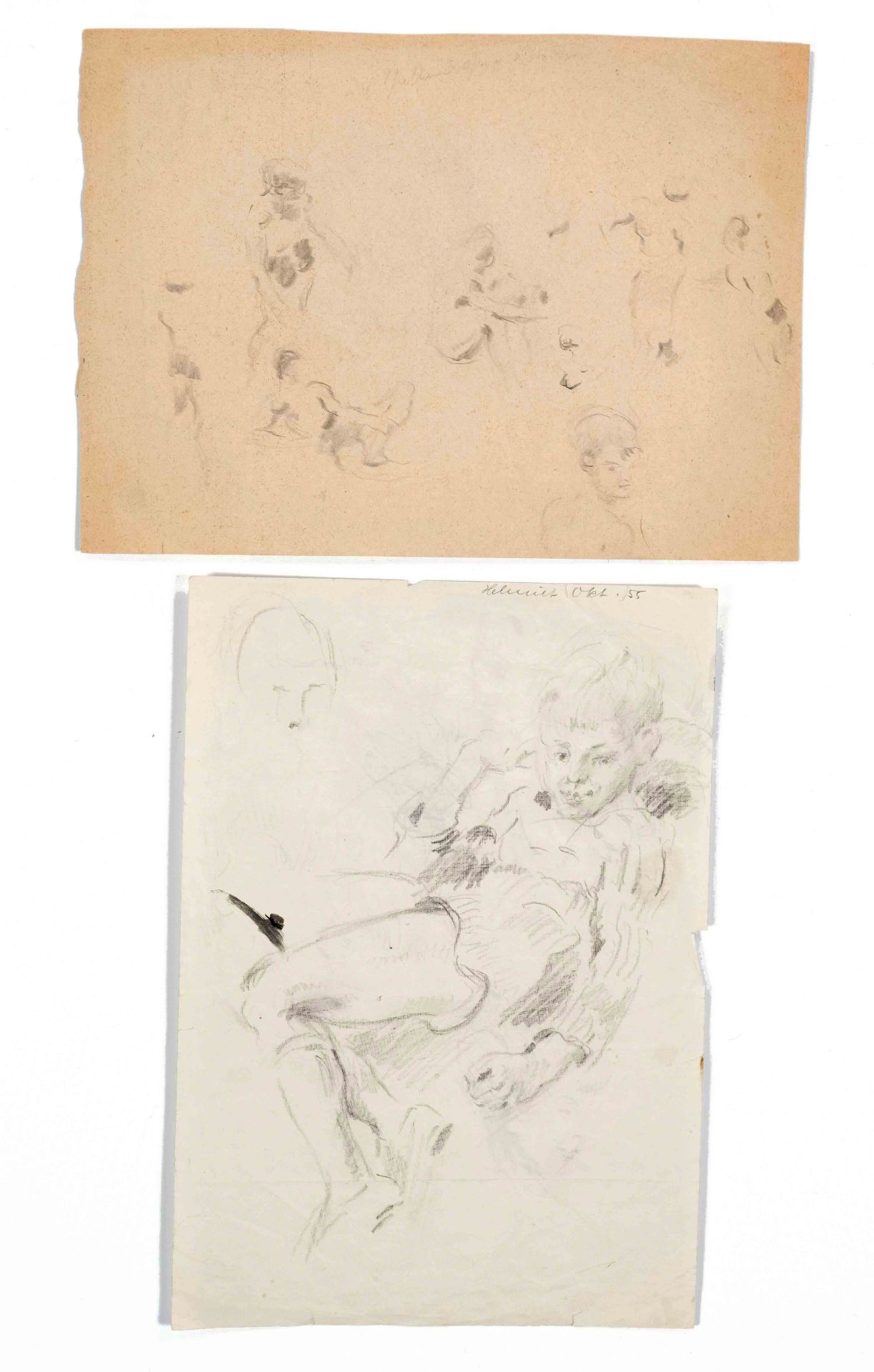 Focke, Wilhelm H. 1878 - Bremen - 1974. 16 ll. male head, nude, motion, horse and landscape studies. - Image 2 of 2