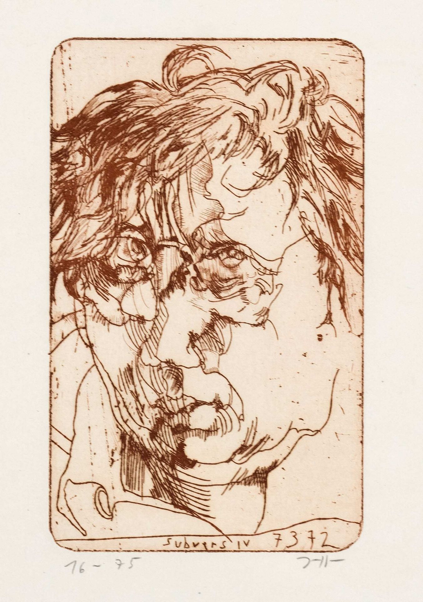 Janssen, Horst. 1929 - Hamburg - 1995. subversive IV (self-portrait). 1972. etching/thin paper,