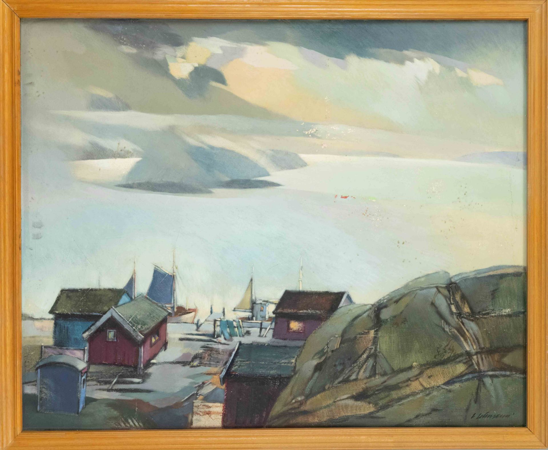 L. Lehmann, 2nd half of 20th century, ''Kleiner Hafen auf Tjörn'', Swedish landscape, oil on