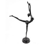 Anonymous sculptor 2nd half of 20th c., large bronze sculpture of a ballerina with overlong limbs,
