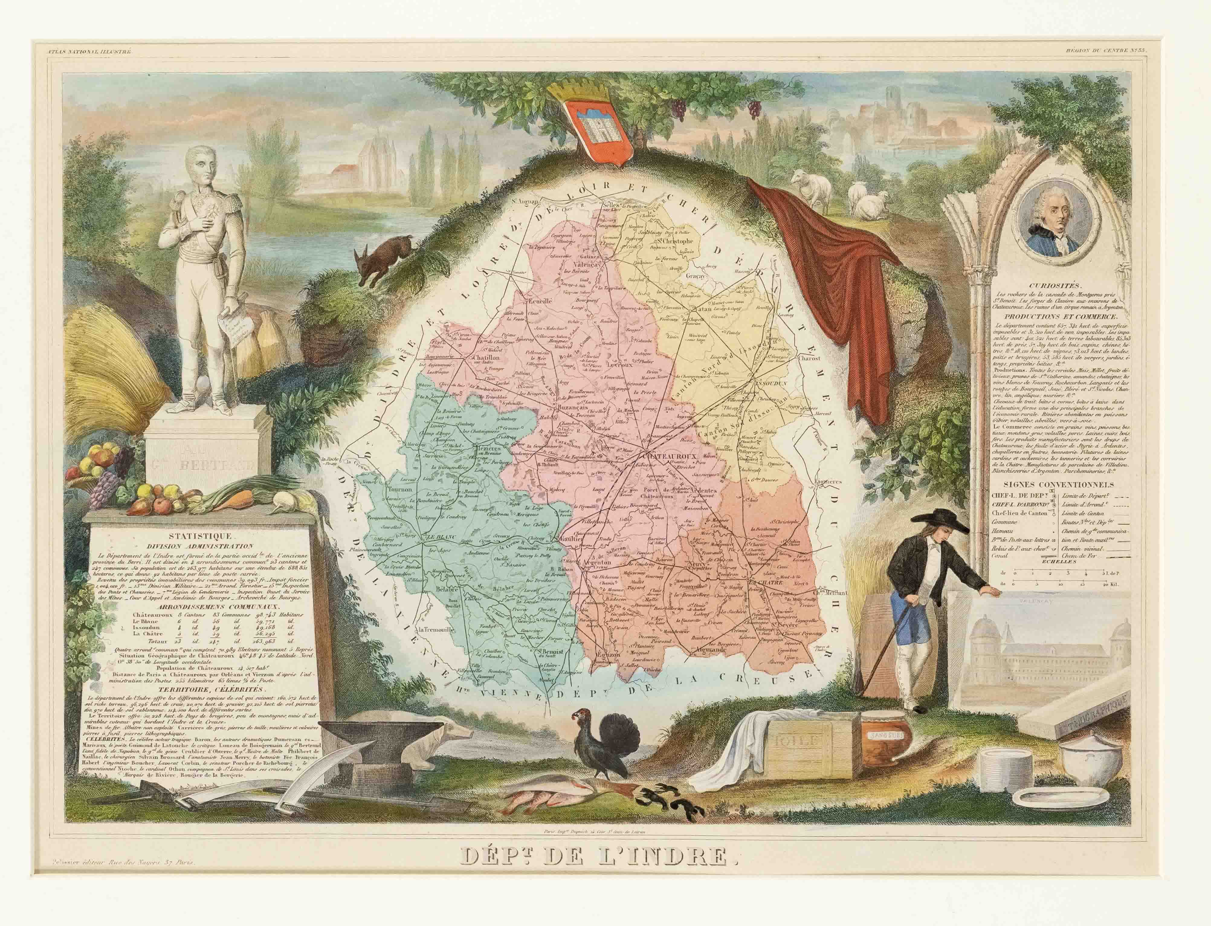 Three historical maps of different French departments, ''Dept. de la Nièvre'', ''Dept. de la Meuse'' - Image 3 of 3