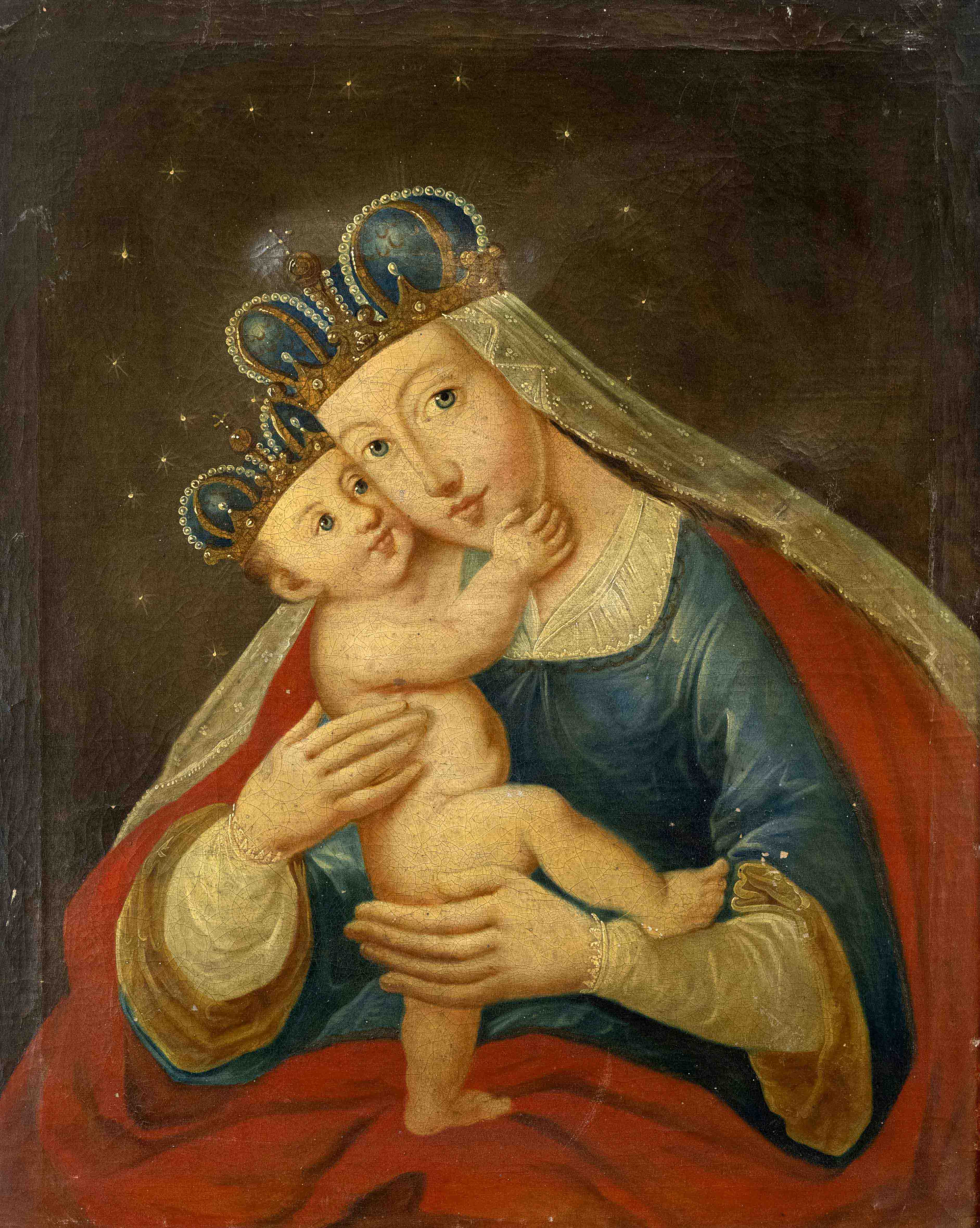 Southern German sacral painter of the 19th century, Passau Madonna, oil on canvas, unsigned,