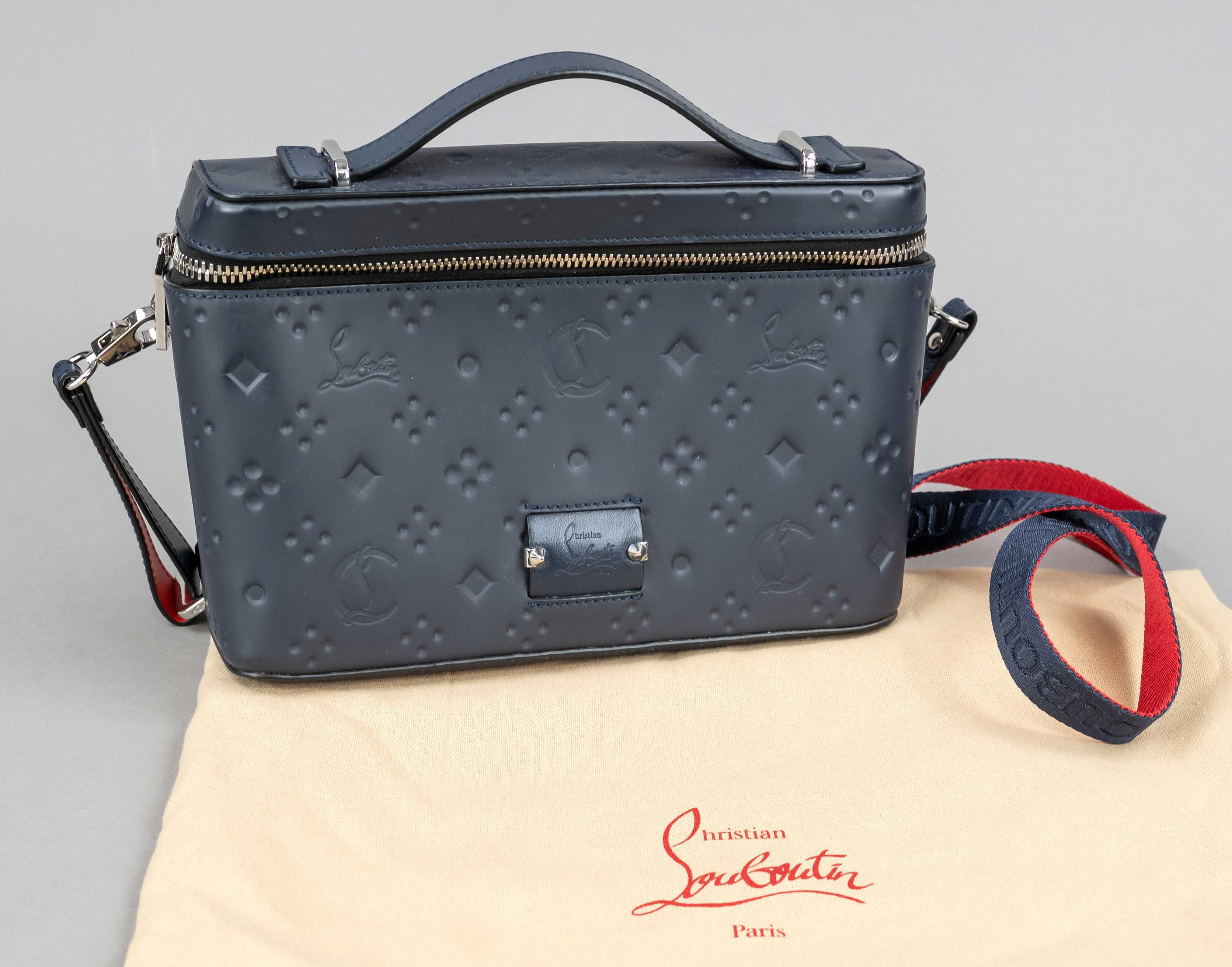 Christian Louboutin, Kypipouch Bag, embossed midnight blue plastic with same color leather