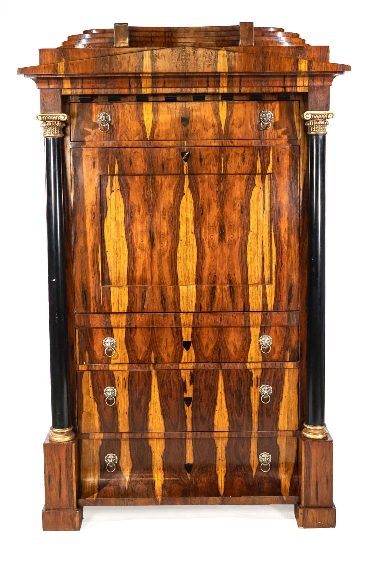 Biedermeier-style standing secretary, 20th century, Indian rosewood and maple partly inlaid, 4- - Image 2 of 3