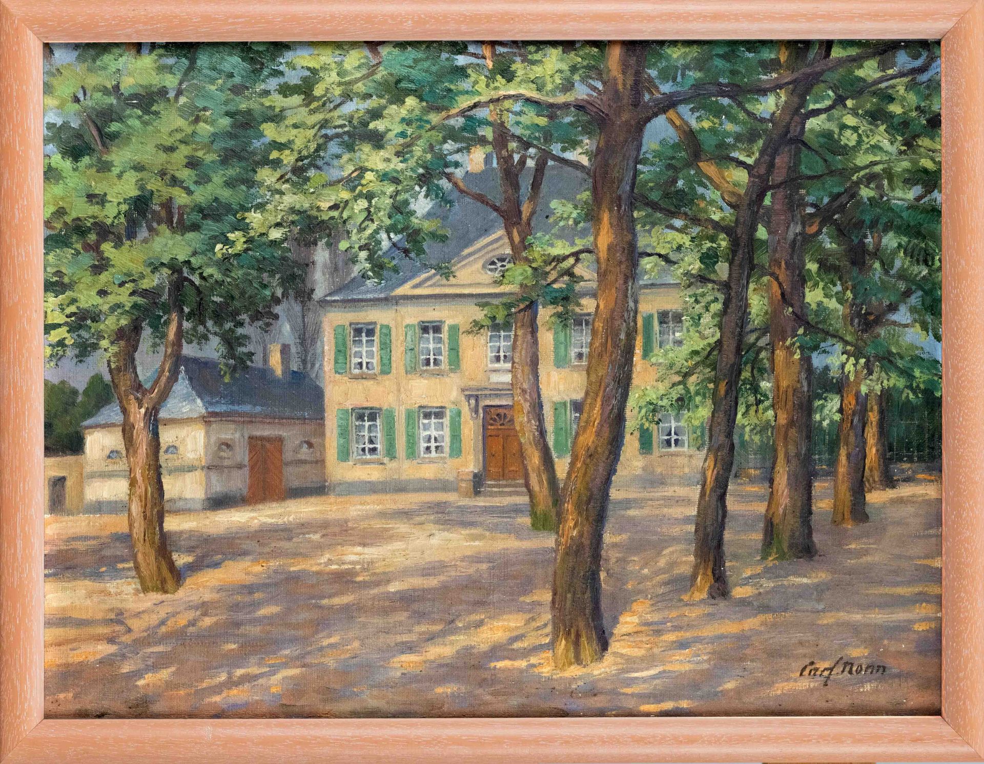 Carl Nonn (1876-1949), painter from Bonn who studied in Düsseldorf. View of the Rhine villa Ernst-