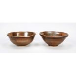 Temmoku bowls with light oil stain glaze, China, probably republic period(1912-1949), stoneware