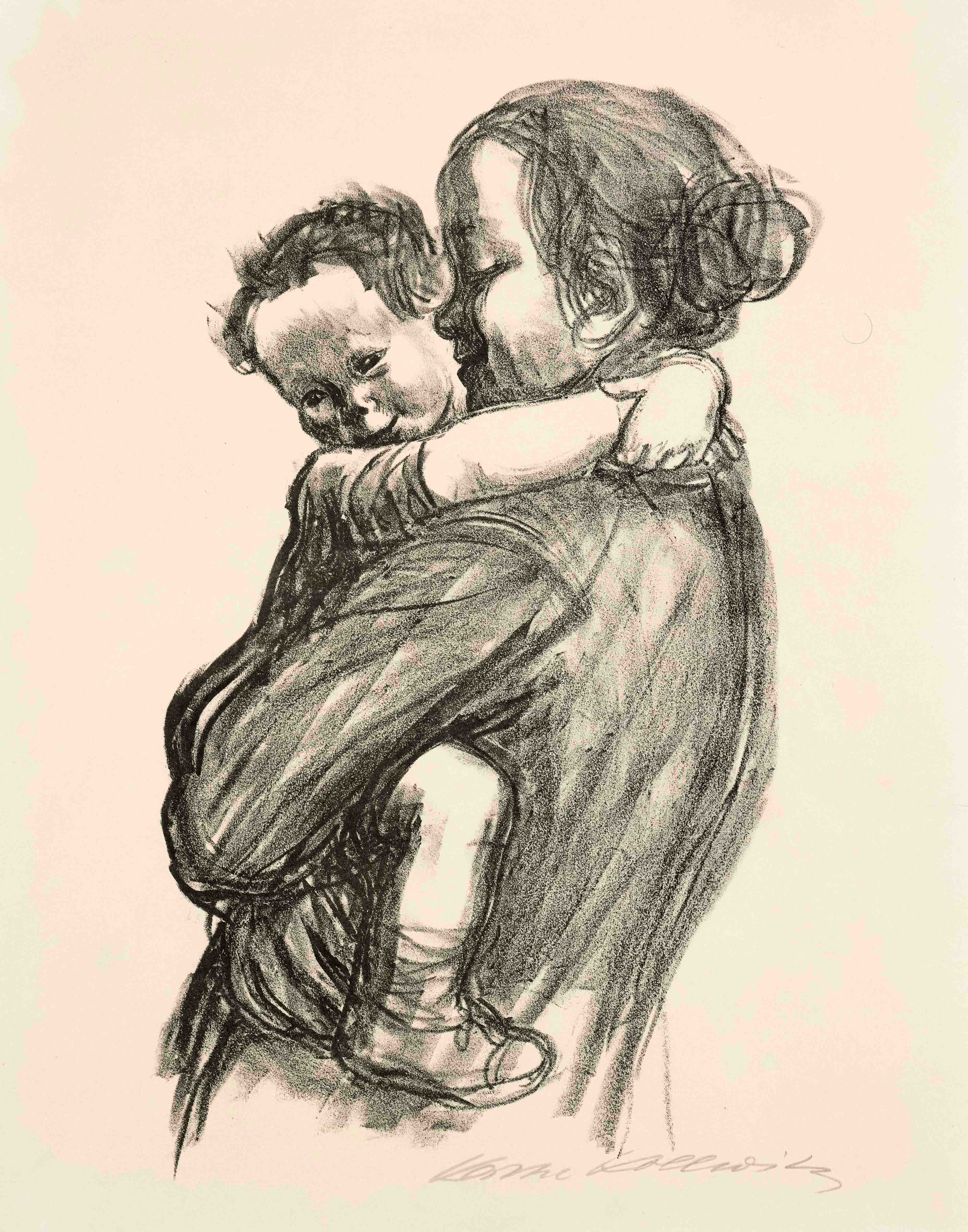 Kollwitz, Käthe. 1867 Königsberg - 1945 Moritzburg. Mother with child. 1933. chalk lithograph/paper,