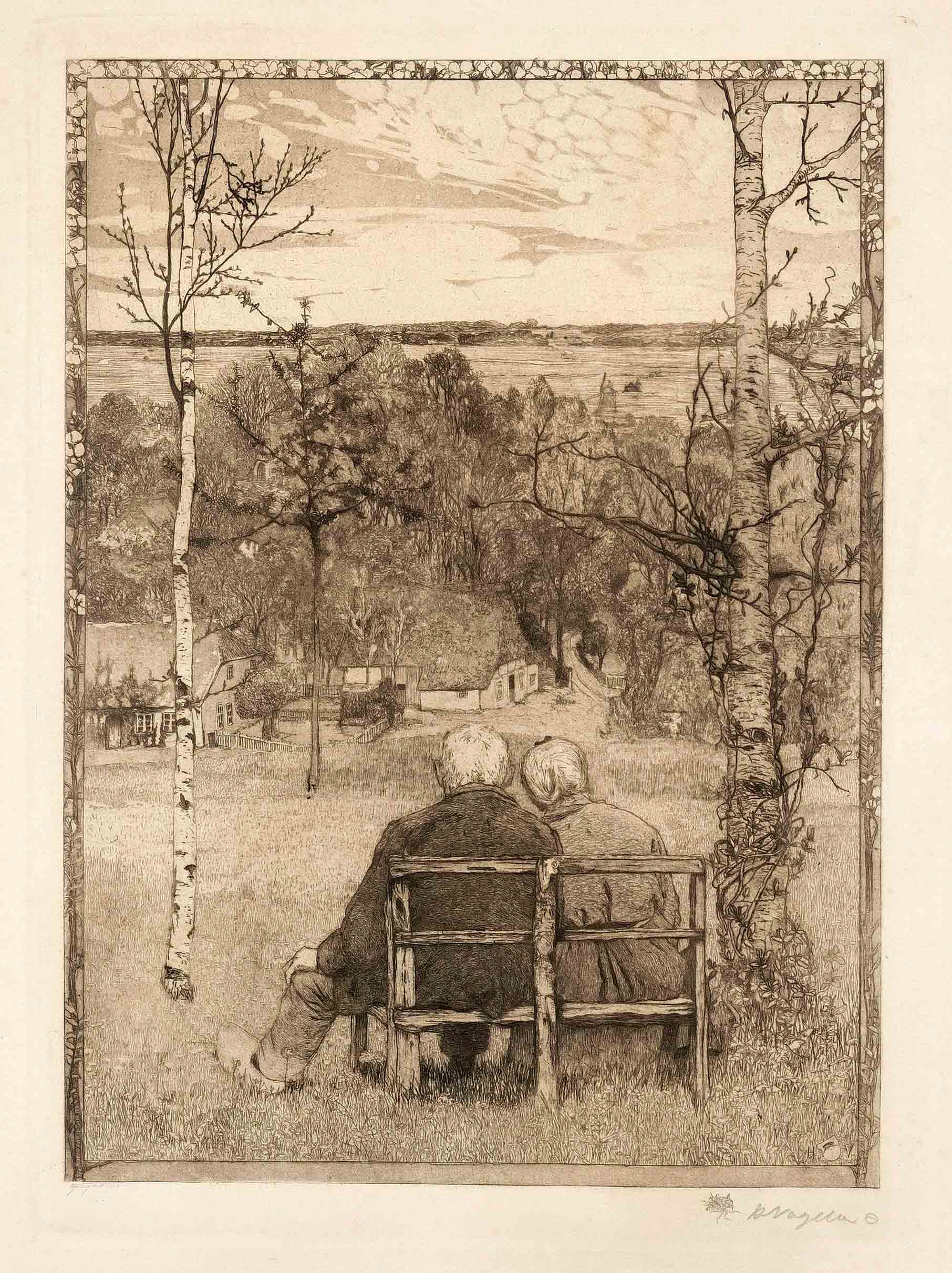 Vogeler, Heinrich. 1872 Bremen - 1942 Kazakhstan. In May. 1897. etching with Remarque in brown/