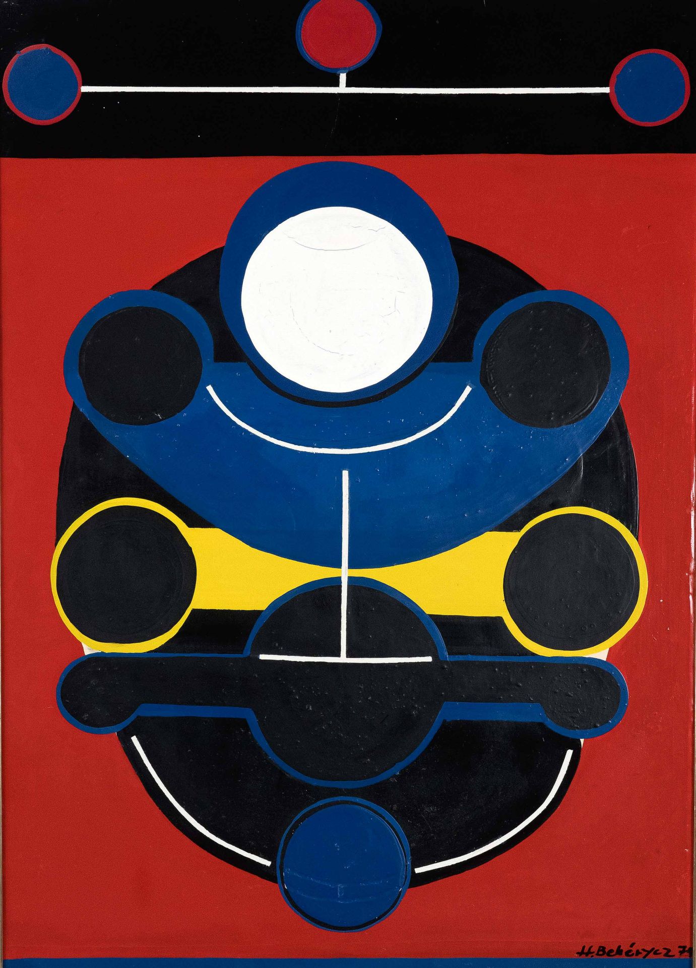 Behérycz, Hubert. 1916 - Bremen - 1980. untitled [Geometric composition]. 1974. lacquer paint/