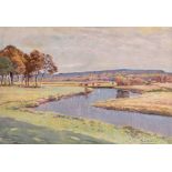 Kuchel, Max. 1859 Altona - 1933 Klein Flottbek. River landscape near Klein Flottbek in the warm