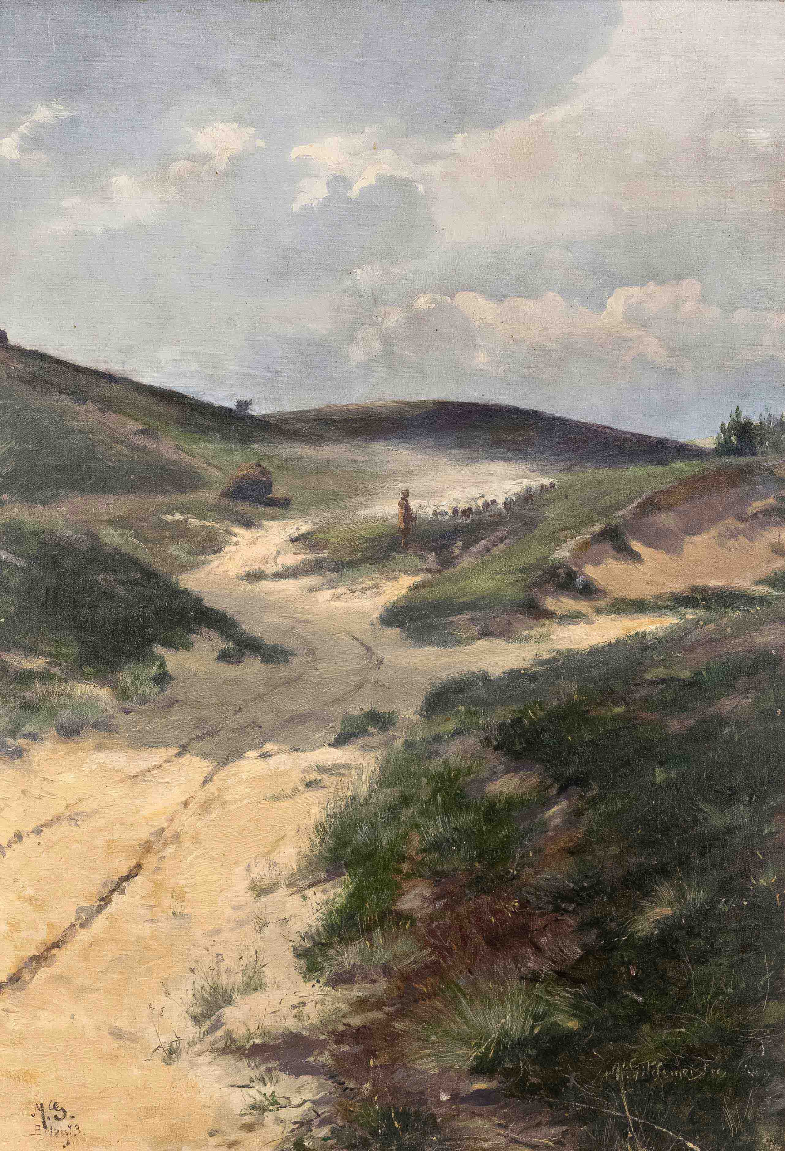 Gildemeister, Max. 1872 - Berlin - 1935. Belzig dune landscape. 1893. oil/cardboard, signed lower