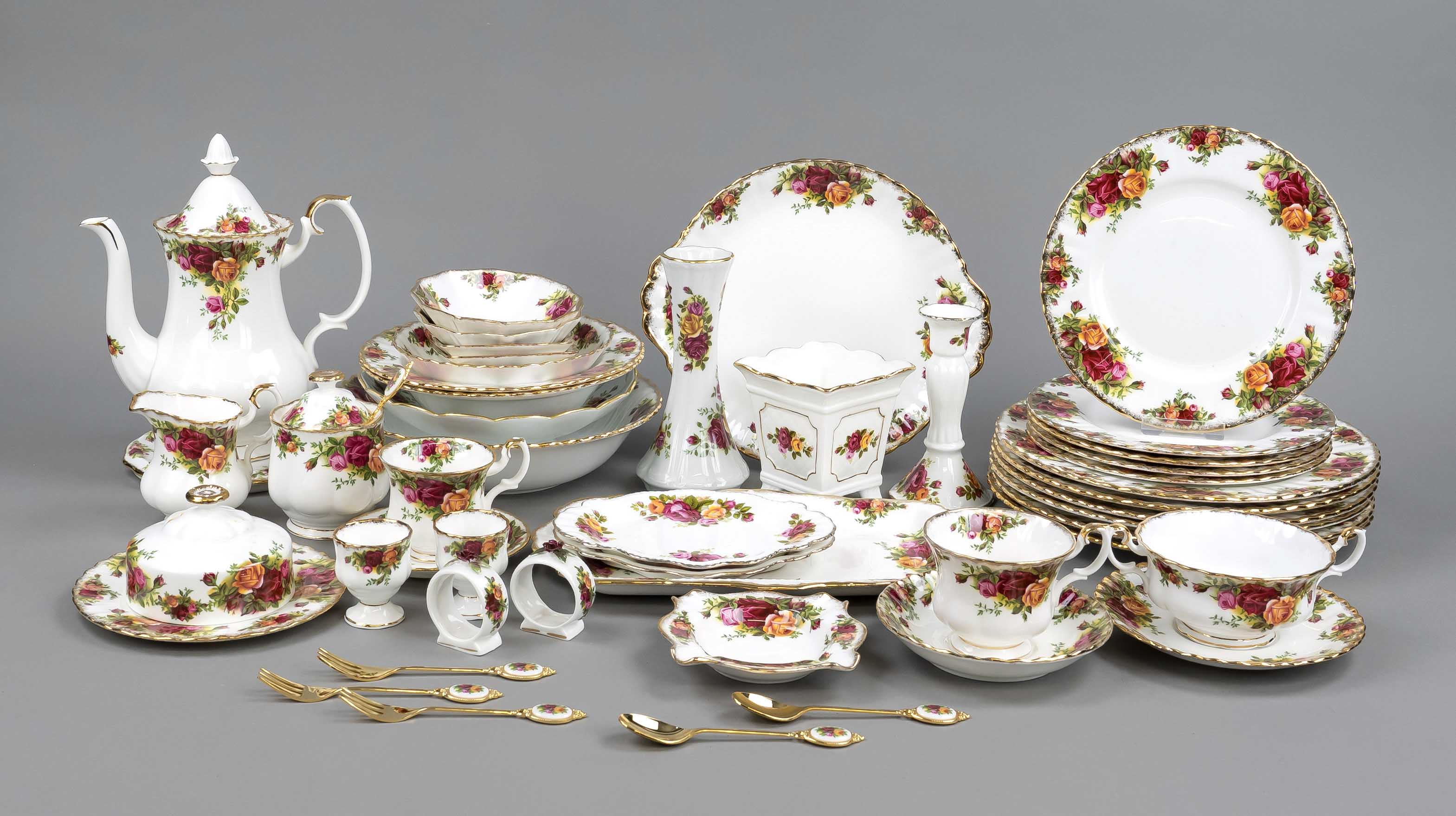Large remainder service, 87-piece, England, mostly Royal Albert, 20th c., model, Old Country