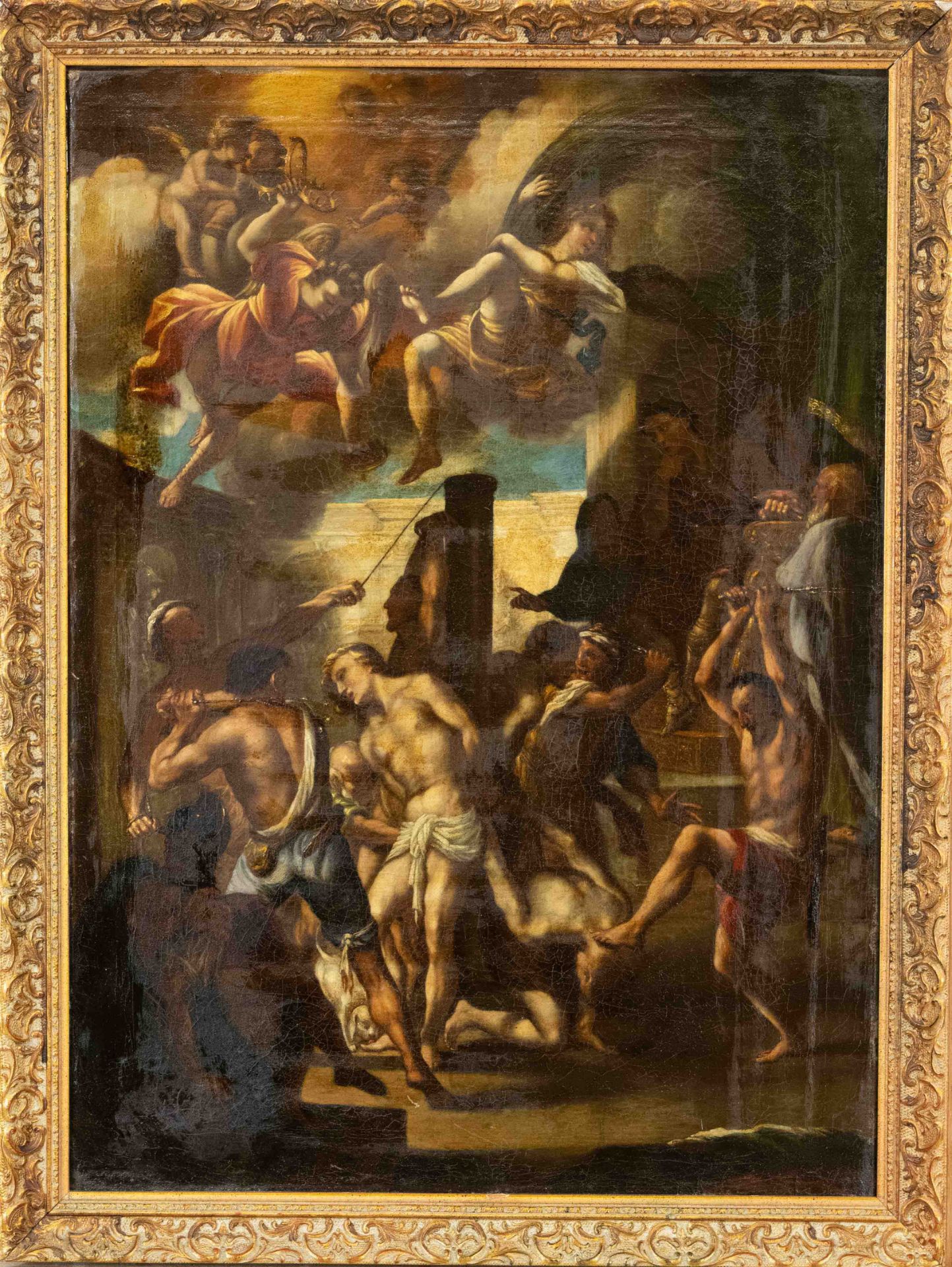 Italian Old Master 1st half 18th century, multi-figure biblical scene. Rare depiction of Christ with