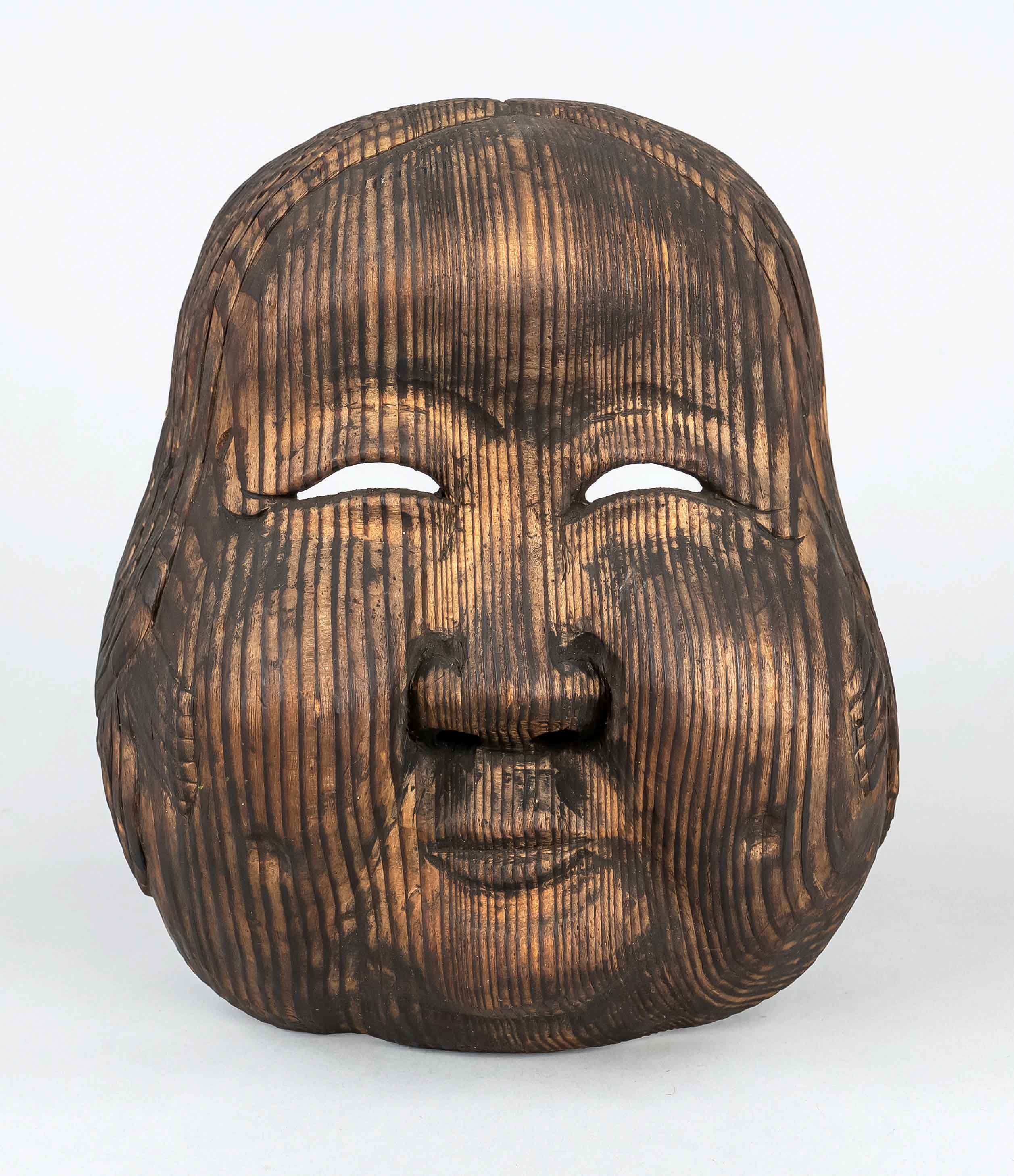 Kyogen mask of the Okame, Japan, Meiji period(1868-1912), 19th century, carved monochrome mask shell