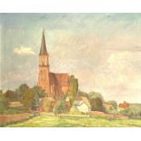 Holtz, Erich-Theodor. 1885 Storkow - 1956 Wustrow. The Fischländer church in Wustrow. 1943. oil/