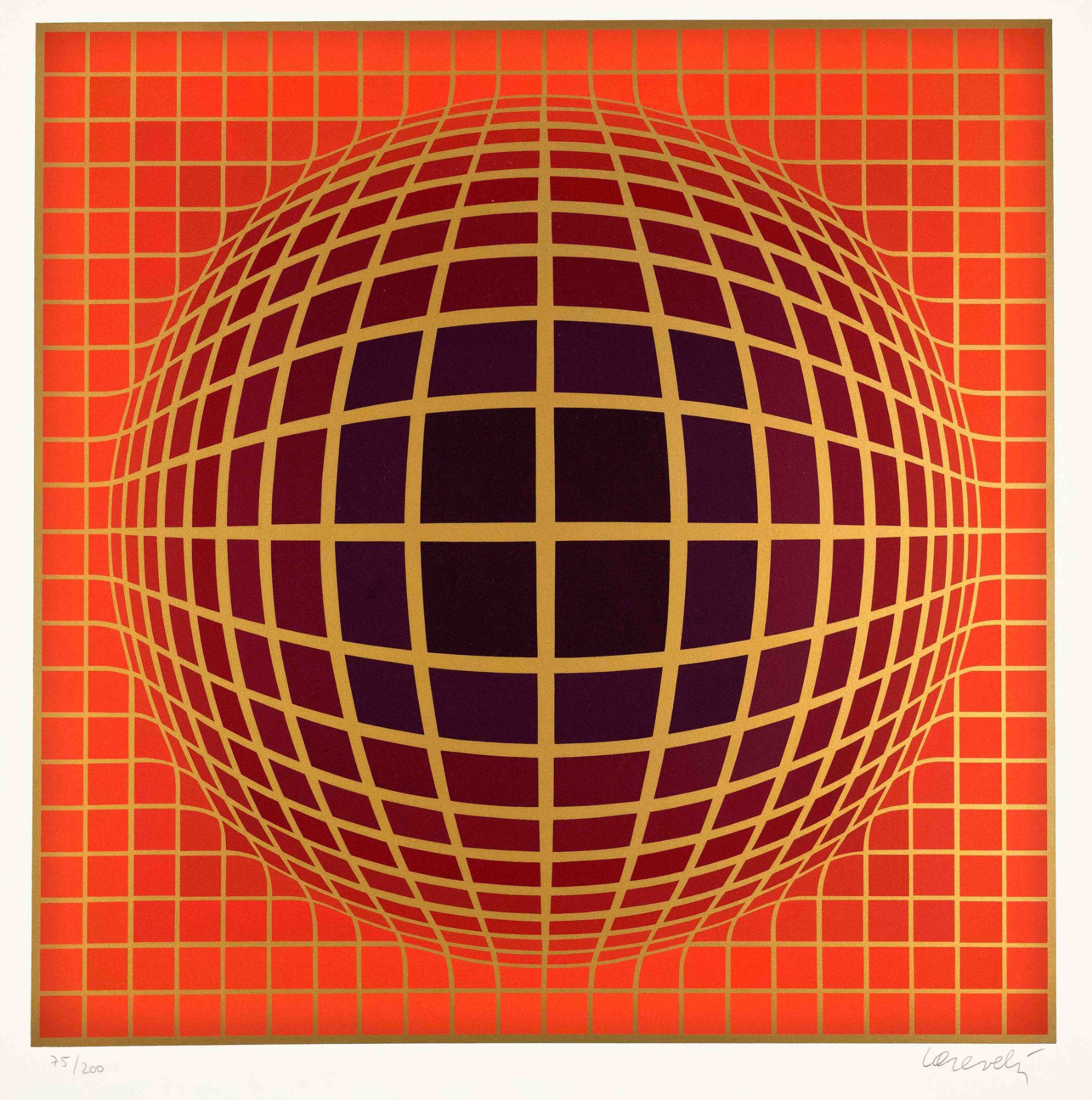 Vasarely, Victor. 1906 Pécz - 1997 Annet-sur-Marne. Untitled [Red World]. Color serigraphy/