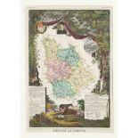Three historical maps of different French departments, ''Dept. de la Vienne'', ''Dept. de L'Orne''