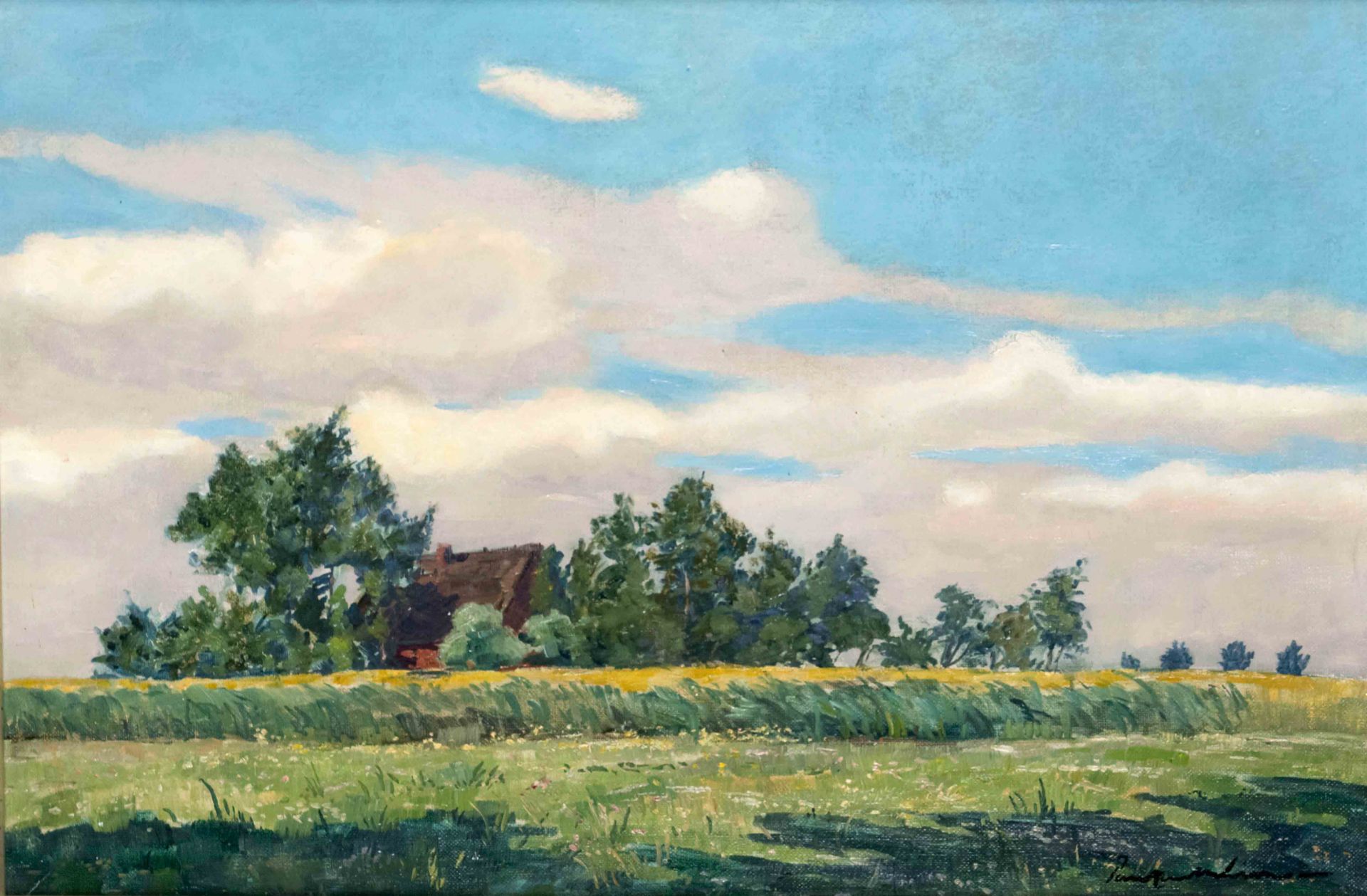 Wilke, Paul Ernst. 1894 Bremerhaven - 1971 Lilienthal. Marsh landscape Wremen. 1938. oil/canvas,