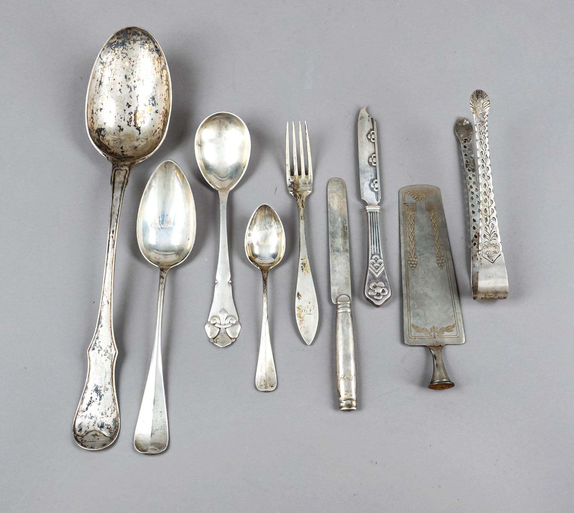 mixed lot of 27 pieces of cutlery, 19th/20th century, different manufacturers, silver of different