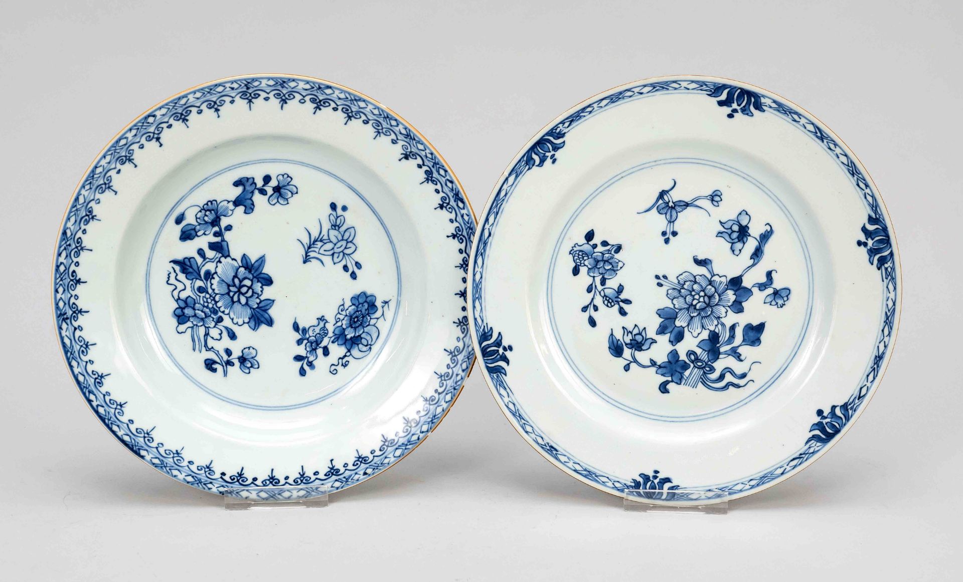 Chinese export plate set for European soup, China, Qing dynasty(1644-1912), shallow and deep