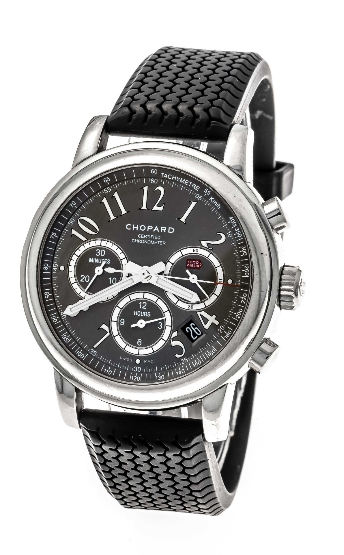 Chopard 1000 Miglia, men's chronograph, automatic, chronometer, ref. 8511, steel case, grey dial