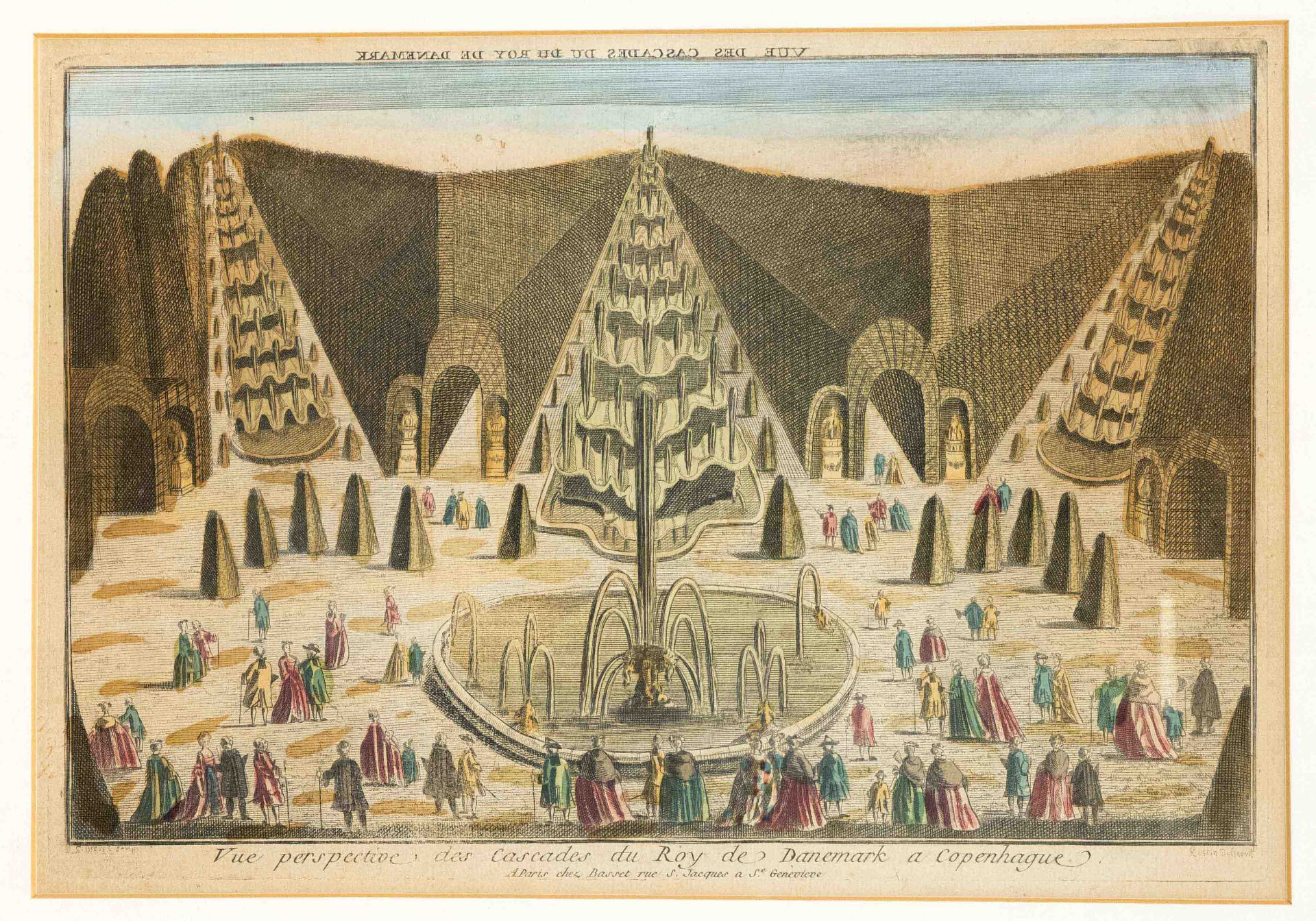 French peep-sheet about 1780, ''Vue perspective des Cascades du Roy de Danemark a Copenhague'', col.