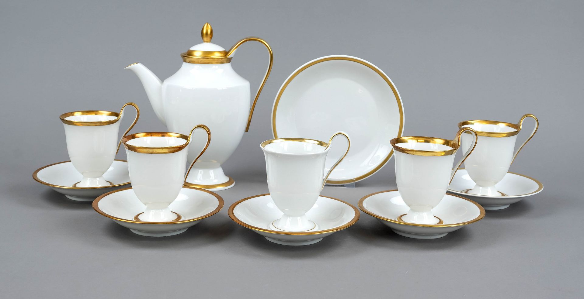 Mixed set KPM Berlin, 12 pieces, marks 1962-1992, 2nd choice, raised form with campaner handle,