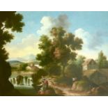 Zais, Guiseppe. 1709 Forno di Canale - 1784 Trevisio. Inscribed. Italian river landscape with two
