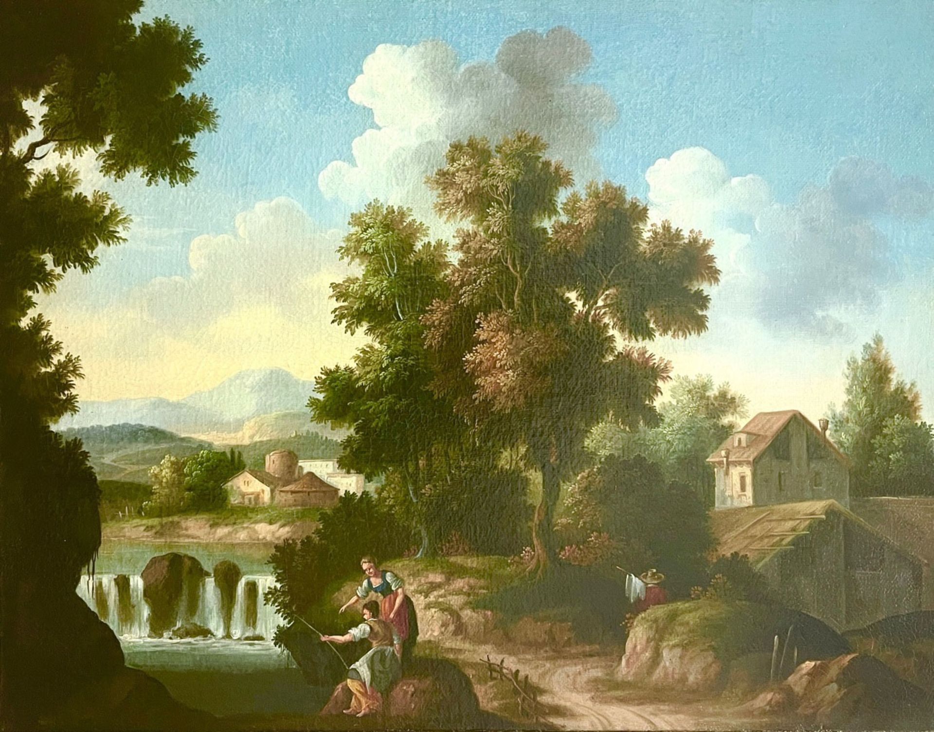 Zais, Guiseppe. 1709 Forno di Canale - 1784 Trevisio. Inscribed. Italian river landscape with two