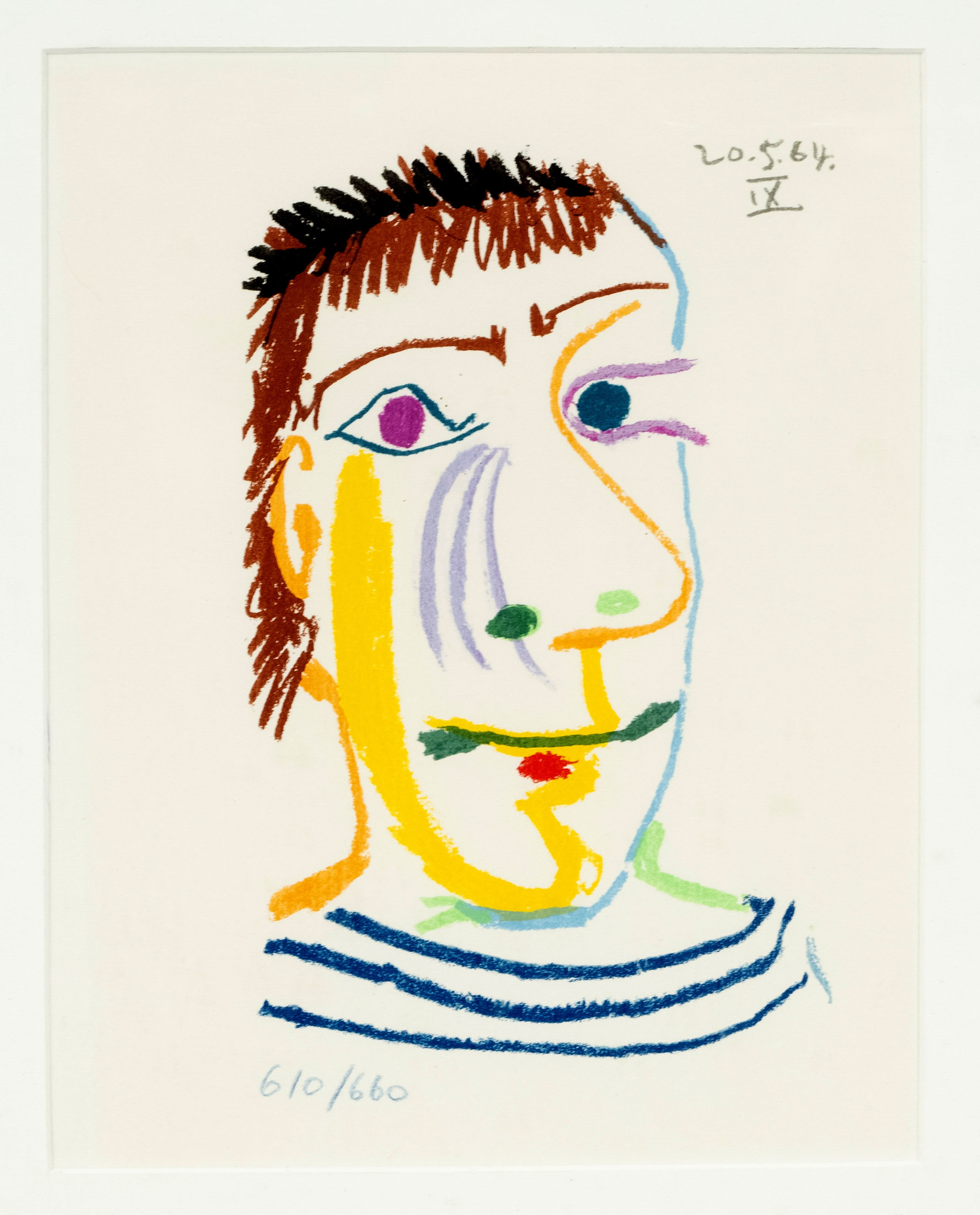 Pablo Picasso (1881-1973), after, head from the suite ''Le Goût du Bonheur'', 1970, color