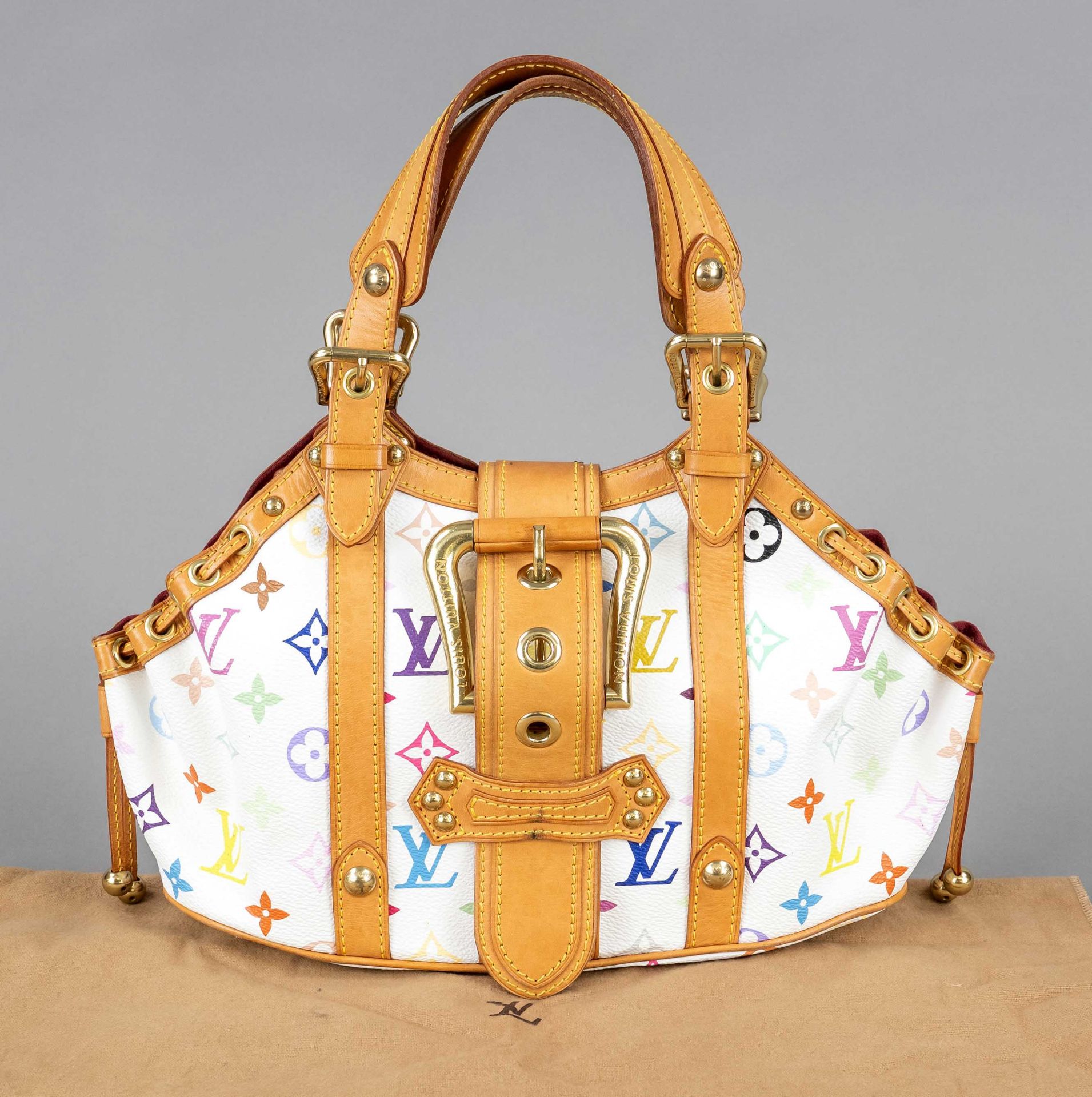 Louis Vuitton, Limited Edition Monogram Canvas Theda GM Multicolor Blanc Bag, rubberized cotton