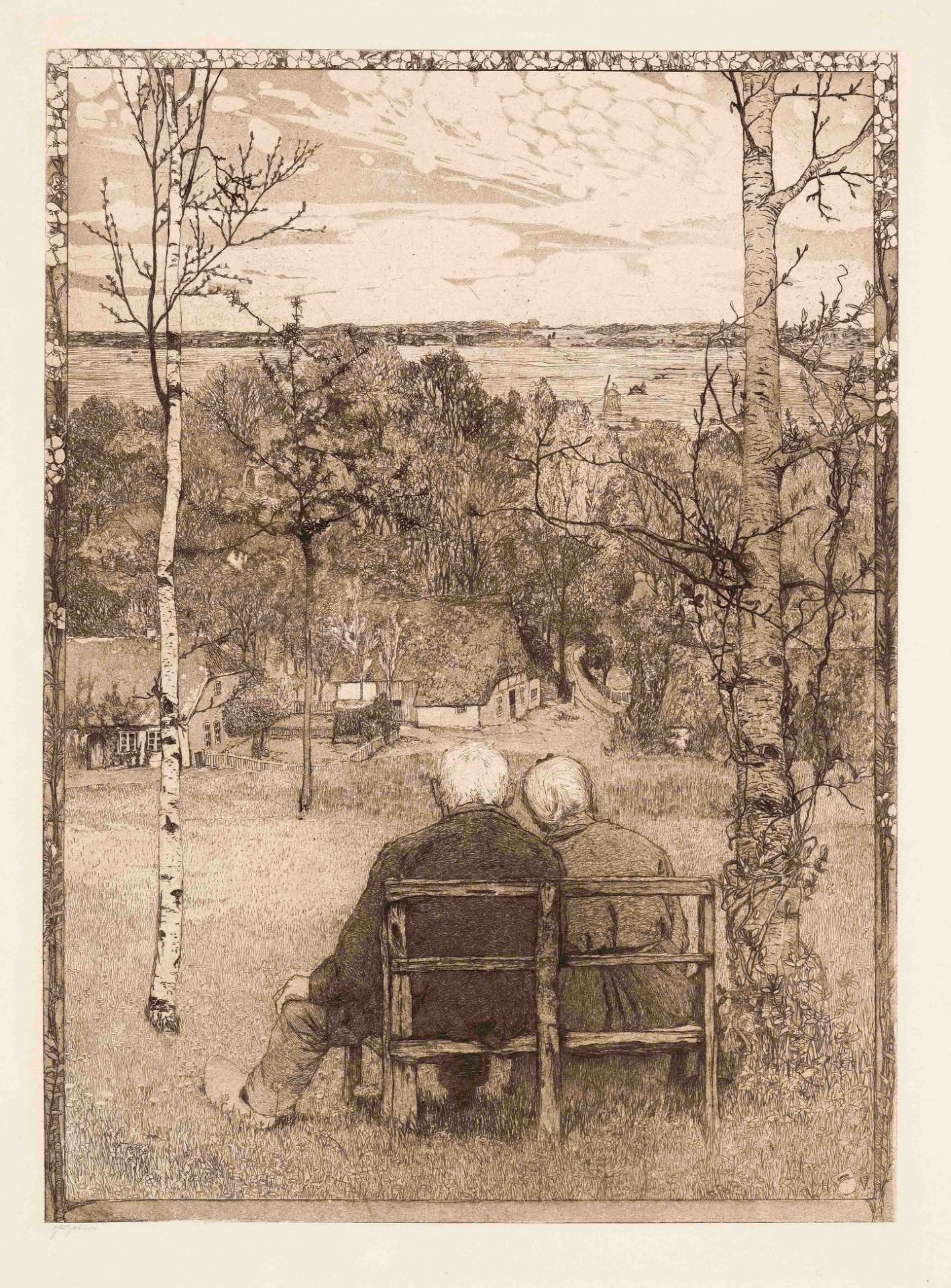 Vogeler, Heinrich. 1872 Bremen - 1942 Kazakhstan. May. 1897. etching in brown/handmade paper,